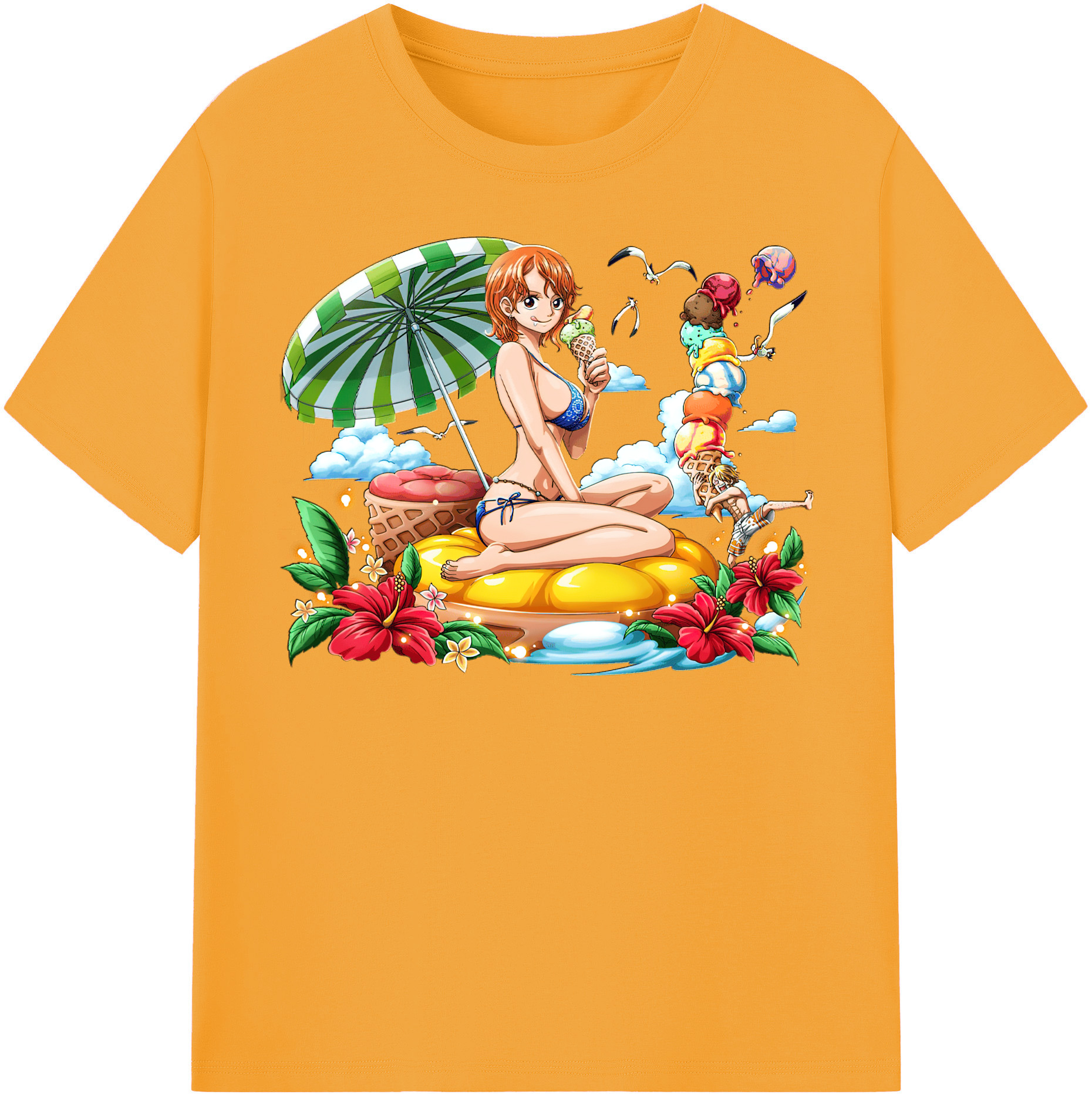 （画像用） ワンピース ナミ ONE PIECE Nami レディースカジュアルプリントTシャツ（綿100％）
