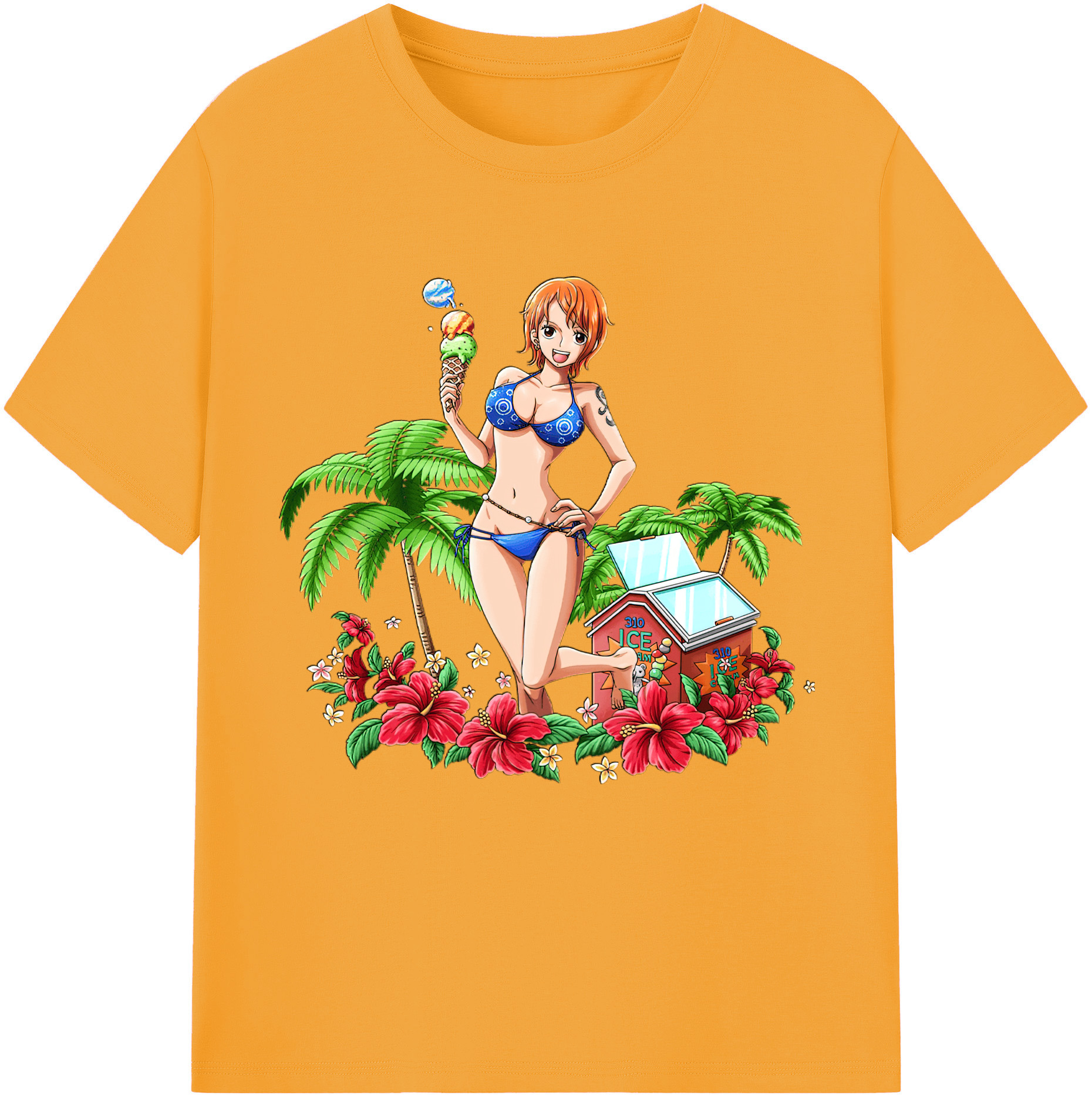 （画像用） ワンピース ナミ ONE PIECE Nami レディースカジュアルプリントTシャツ（綿100％）