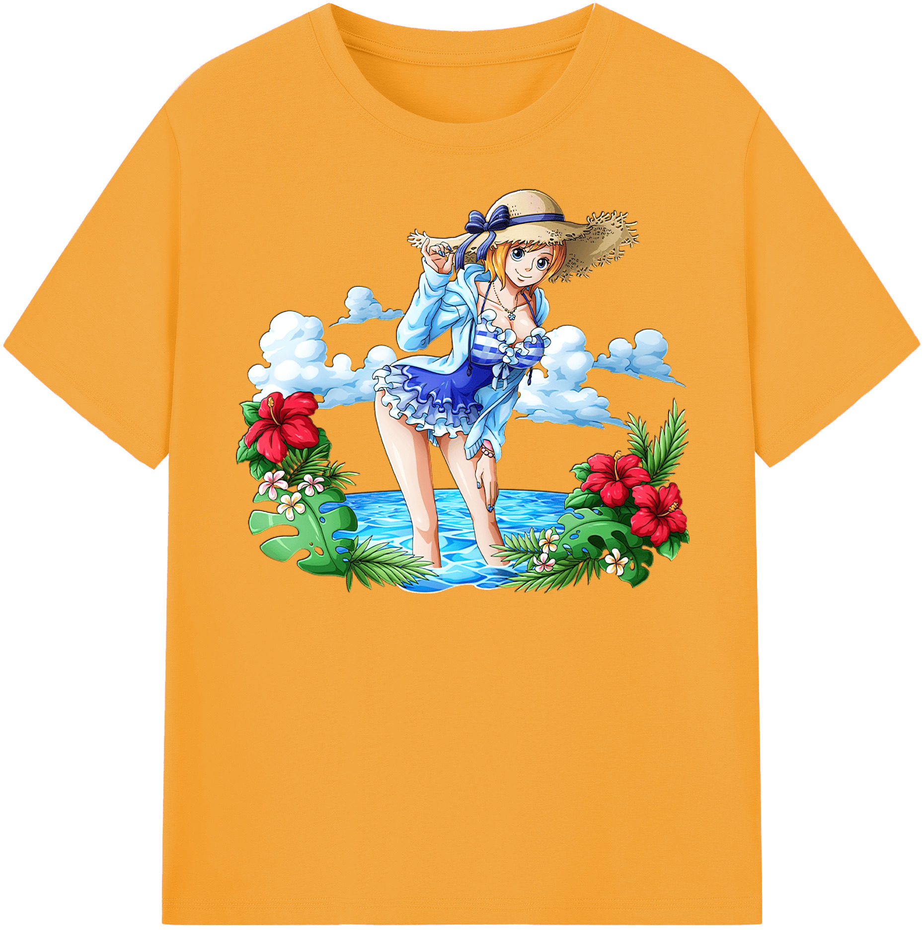 （画像用） ワンピース ナミ ONE PIECE Nami レディースカジュアルプリントTシャツ（綿100％）