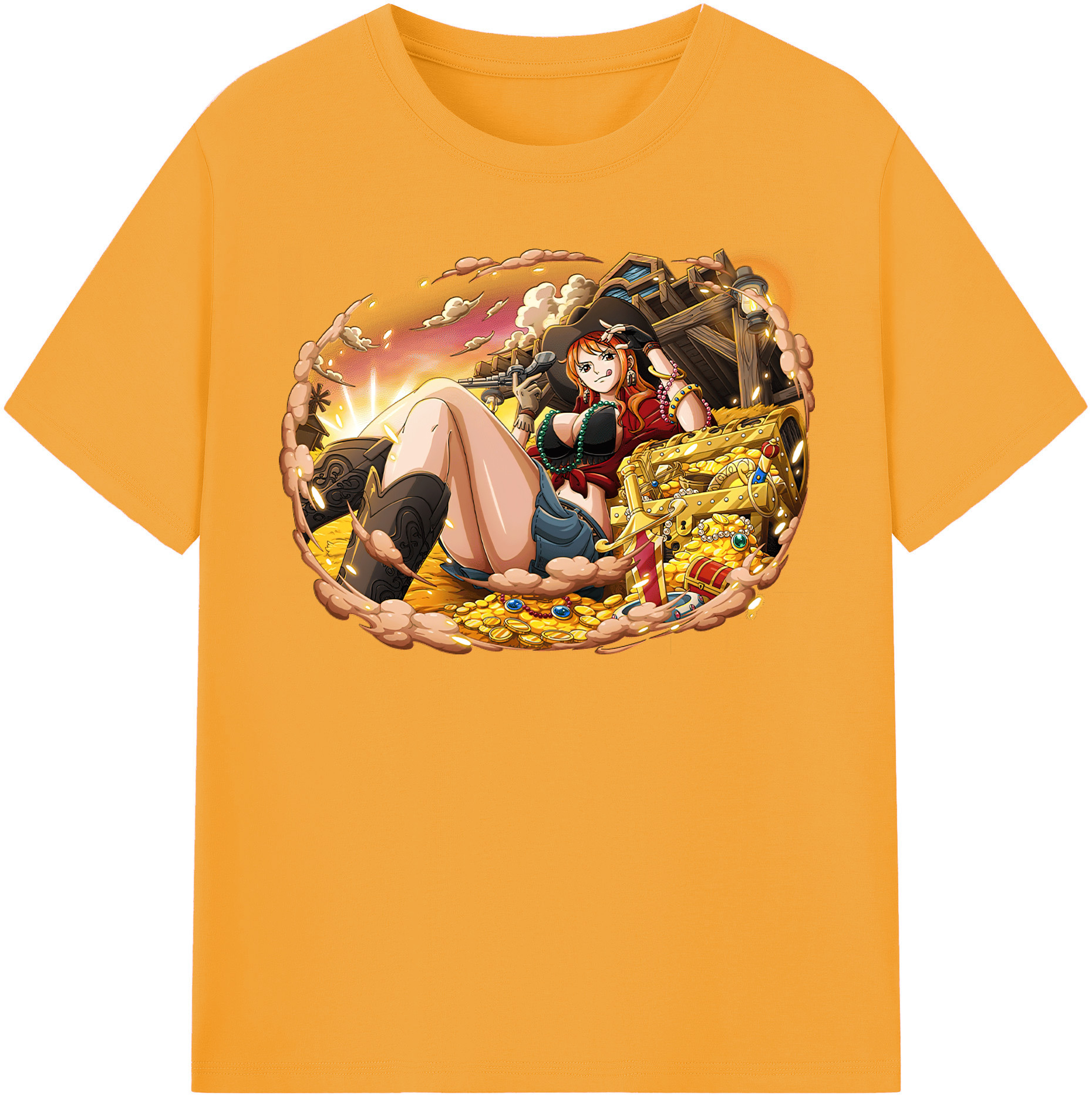 （画像用） ワンピース ナミ ONE PIECE Nami レディースカジュアルプリントTシャツ（綿100％）