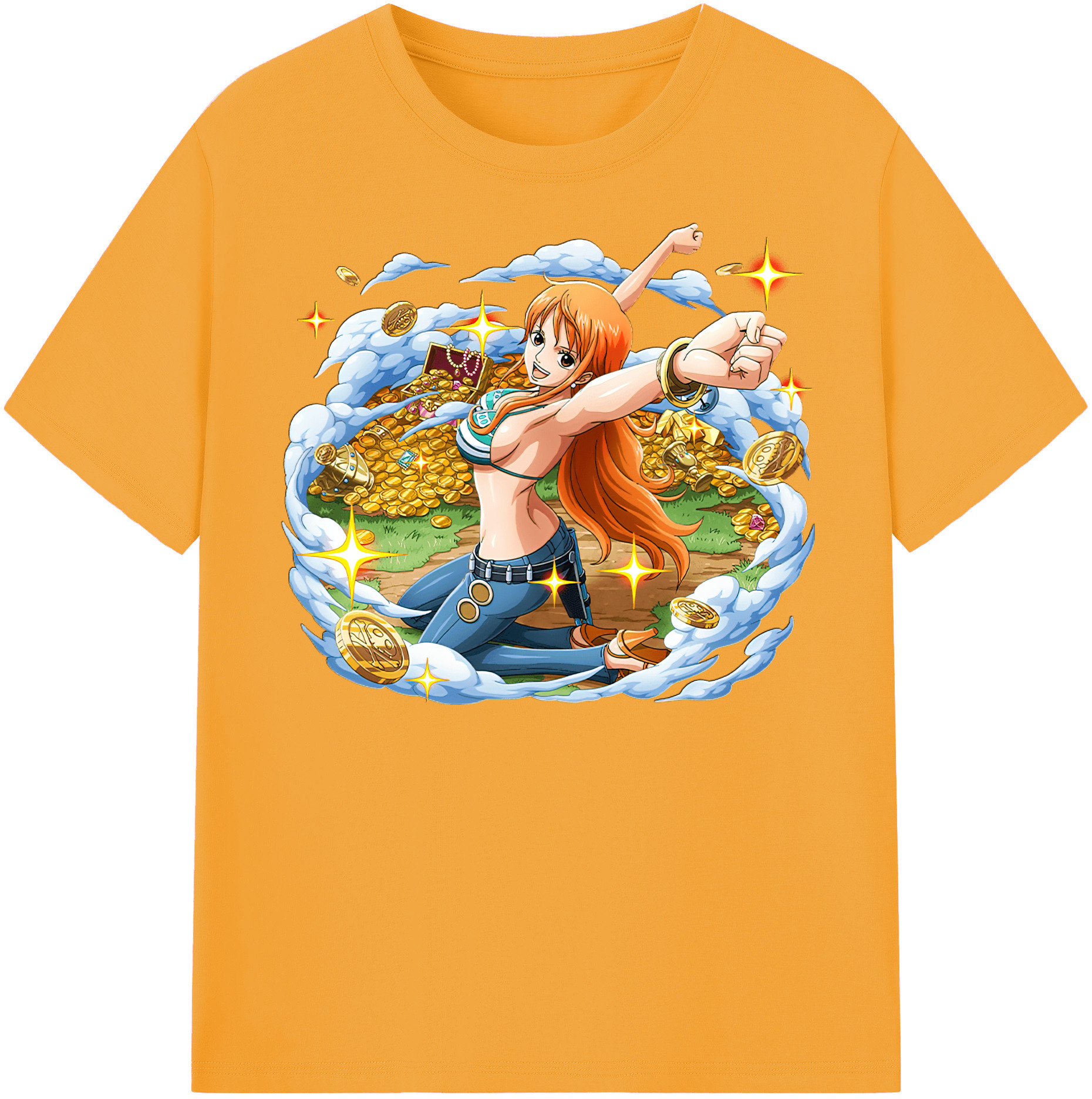 （画像用） ワンピース ナミ ONE PIECE Nami レディースカジュアルプリントTシャツ（綿100％）