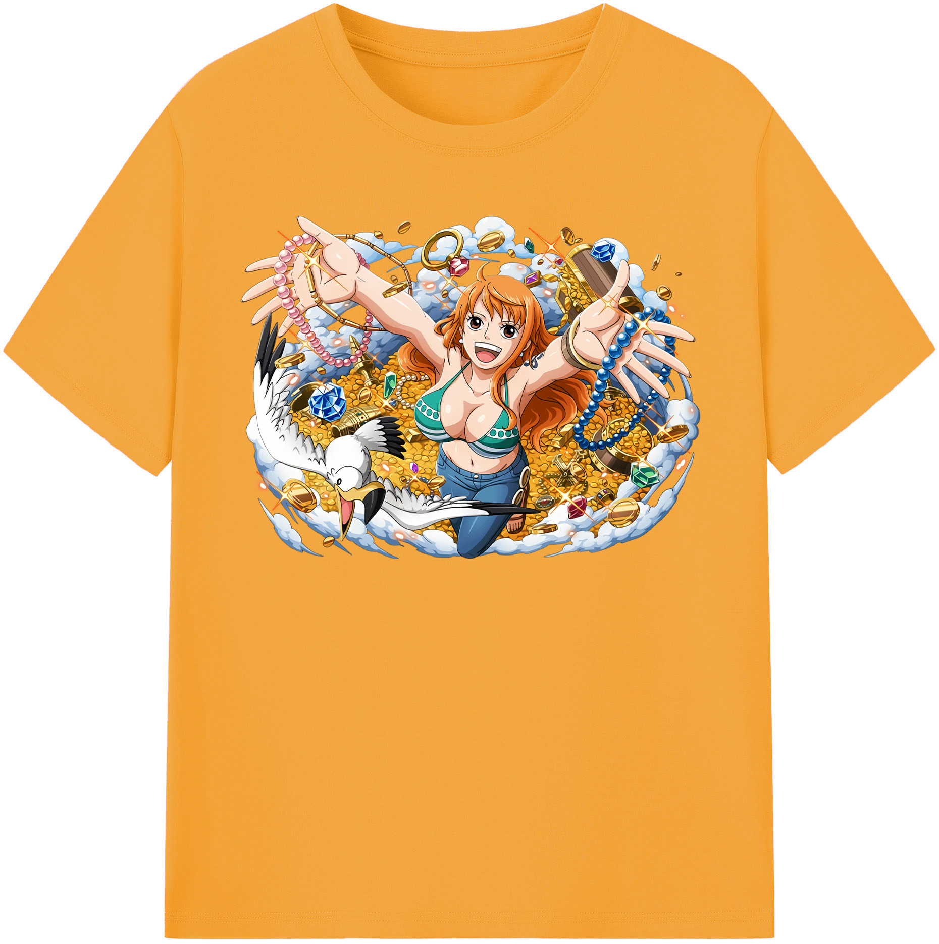 （画像用） ワンピース ナミ ONE PIECE Nami レディースカジュアルプリントTシャツ（綿100％）