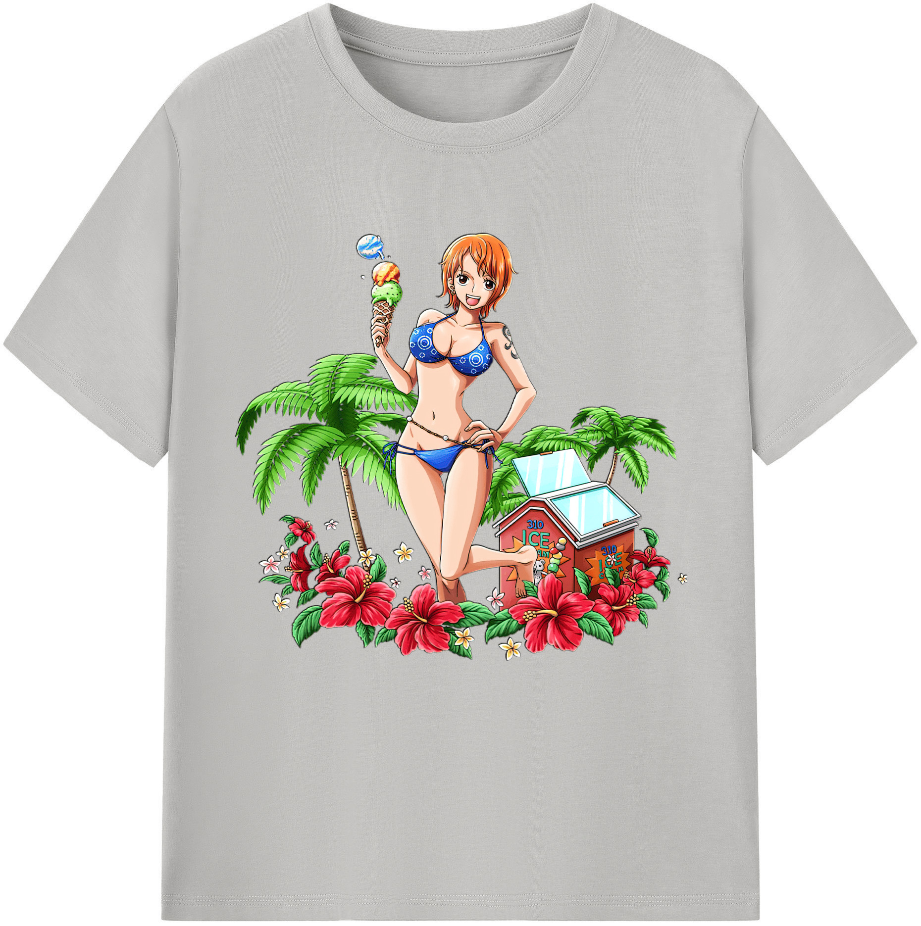 （画像用） ワンピース ナミ ONE PIECE Nami レディースカジュアルプリントTシャツ（綿100％）