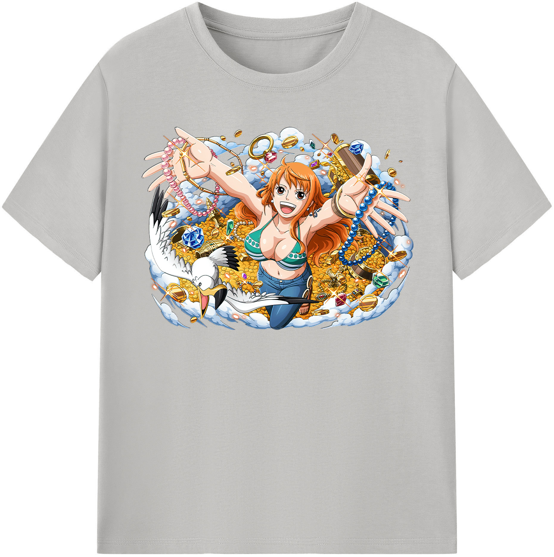 （画像用） ワンピース ナミ ONE PIECE Nami レディースカジュアルプリントTシャツ（綿100％）
