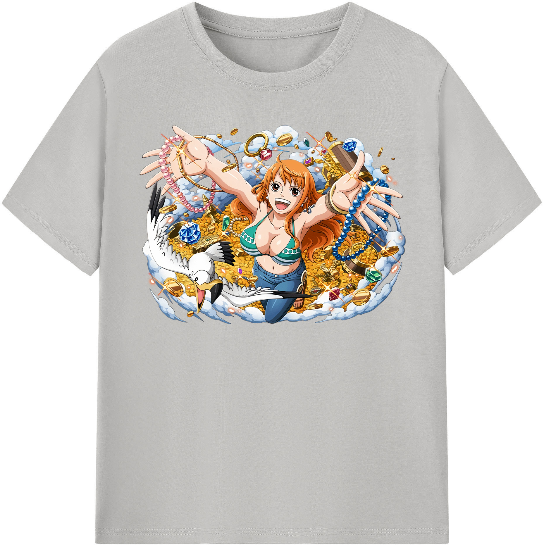 （画像用） ワンピース ナミ ONE PIECE Nami レディースカジュアルプリントTシャツ（綿100％）