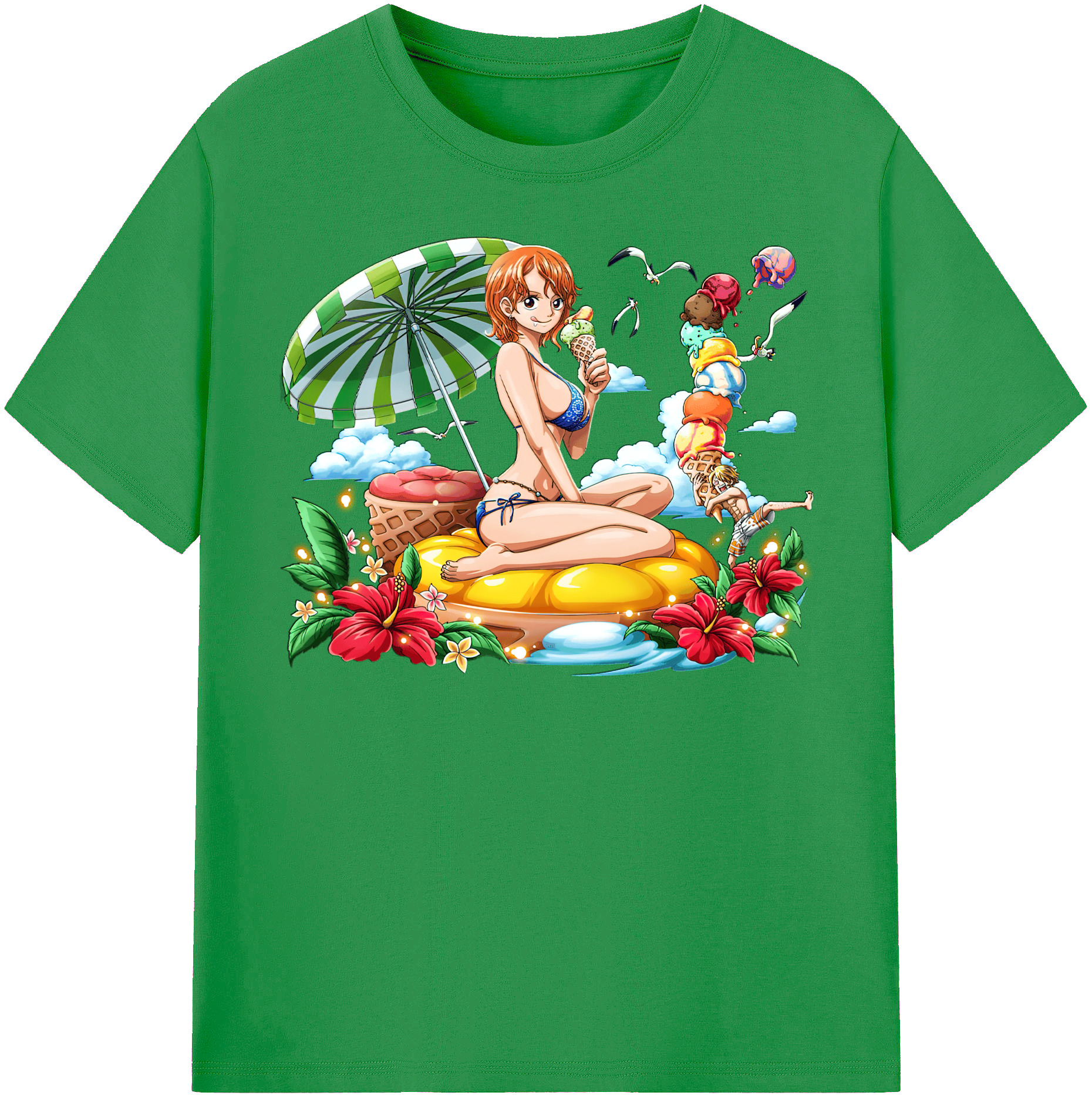 （画像用） ワンピース ナミ ONE PIECE Nami レディースカジュアルプリントTシャツ（綿100％）