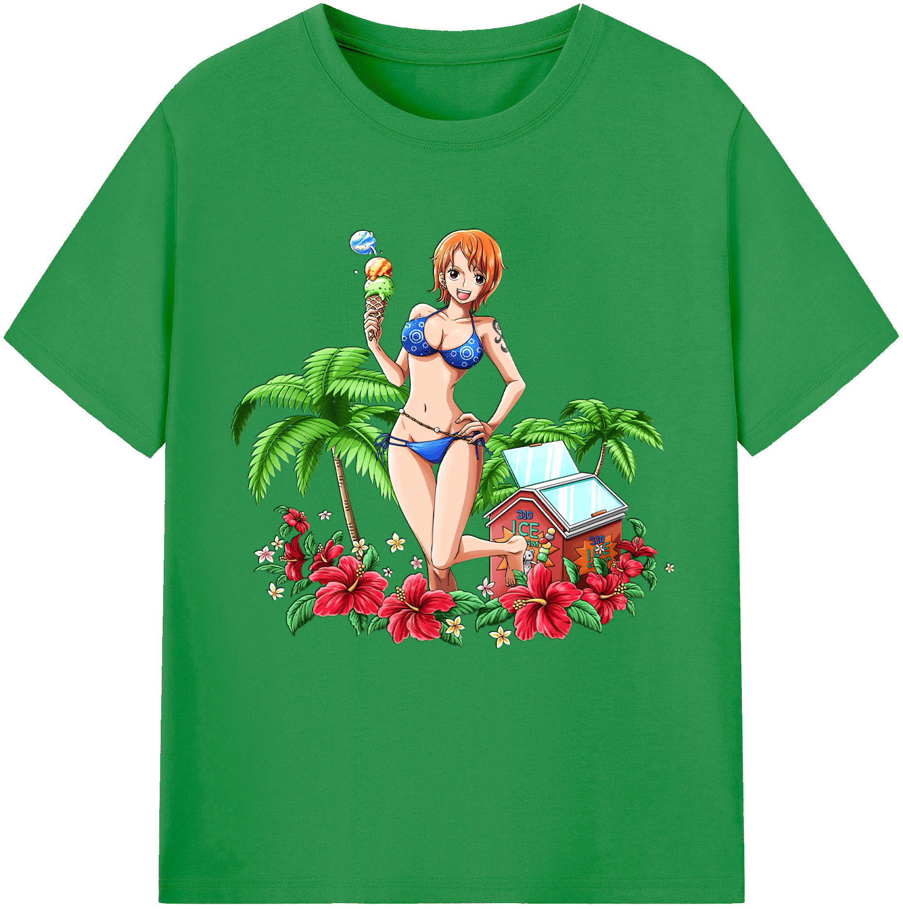 （画像用） ワンピース ナミ ONE PIECE Nami レディースカジュアルプリントTシャツ（綿100％）