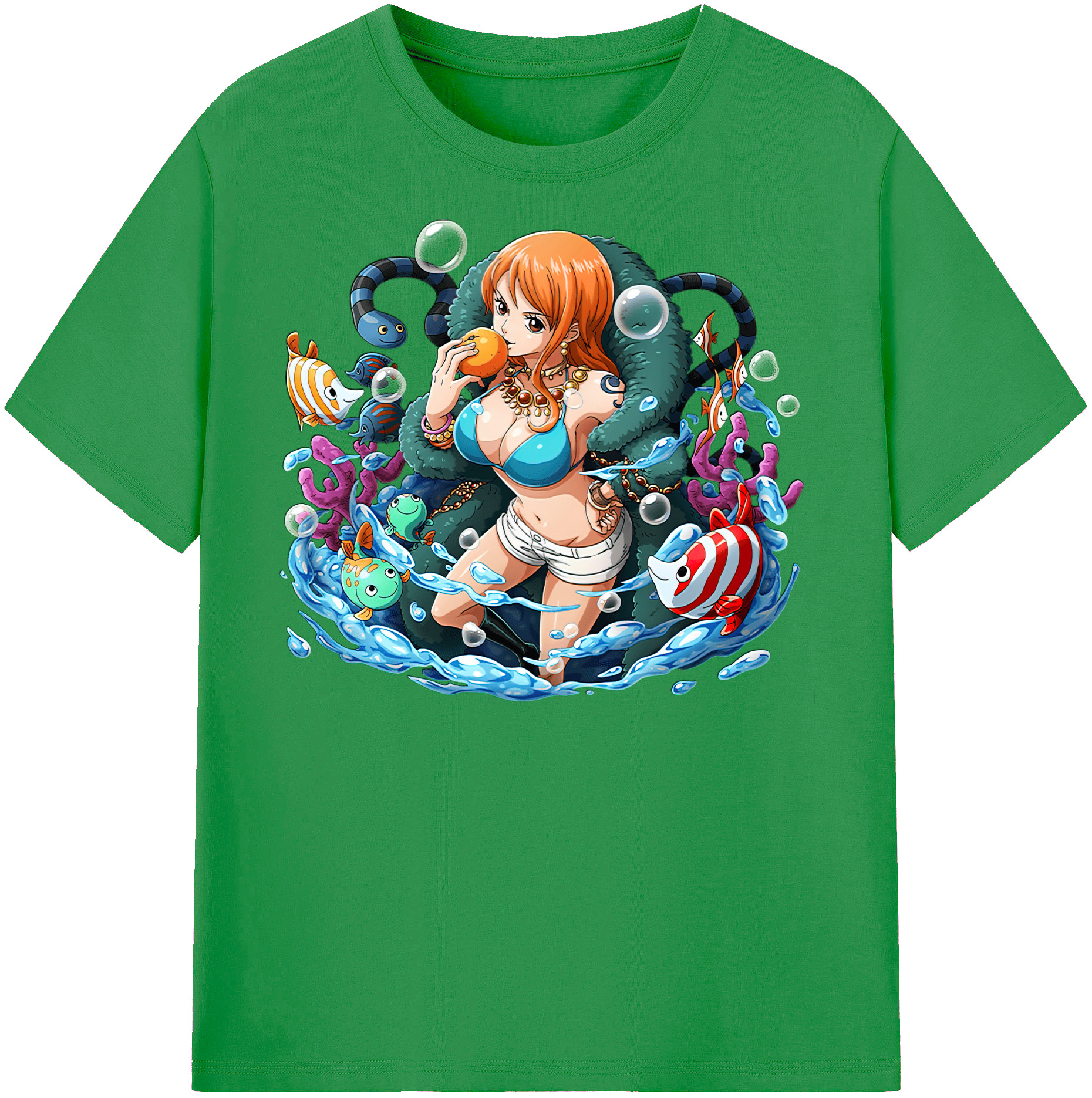 （画像用） ワンピース ナミ ONE PIECE Nami レディースカジュアルプリントTシャツ（綿100％）