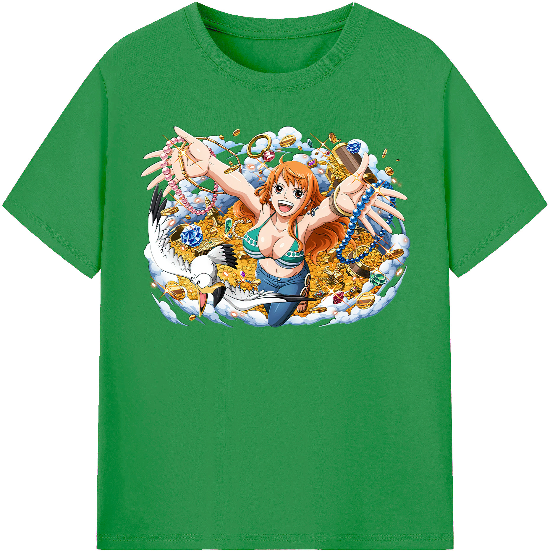 （画像用） ワンピース ナミ ONE PIECE Nami レディースカジュアルプリントTシャツ（綿100％）