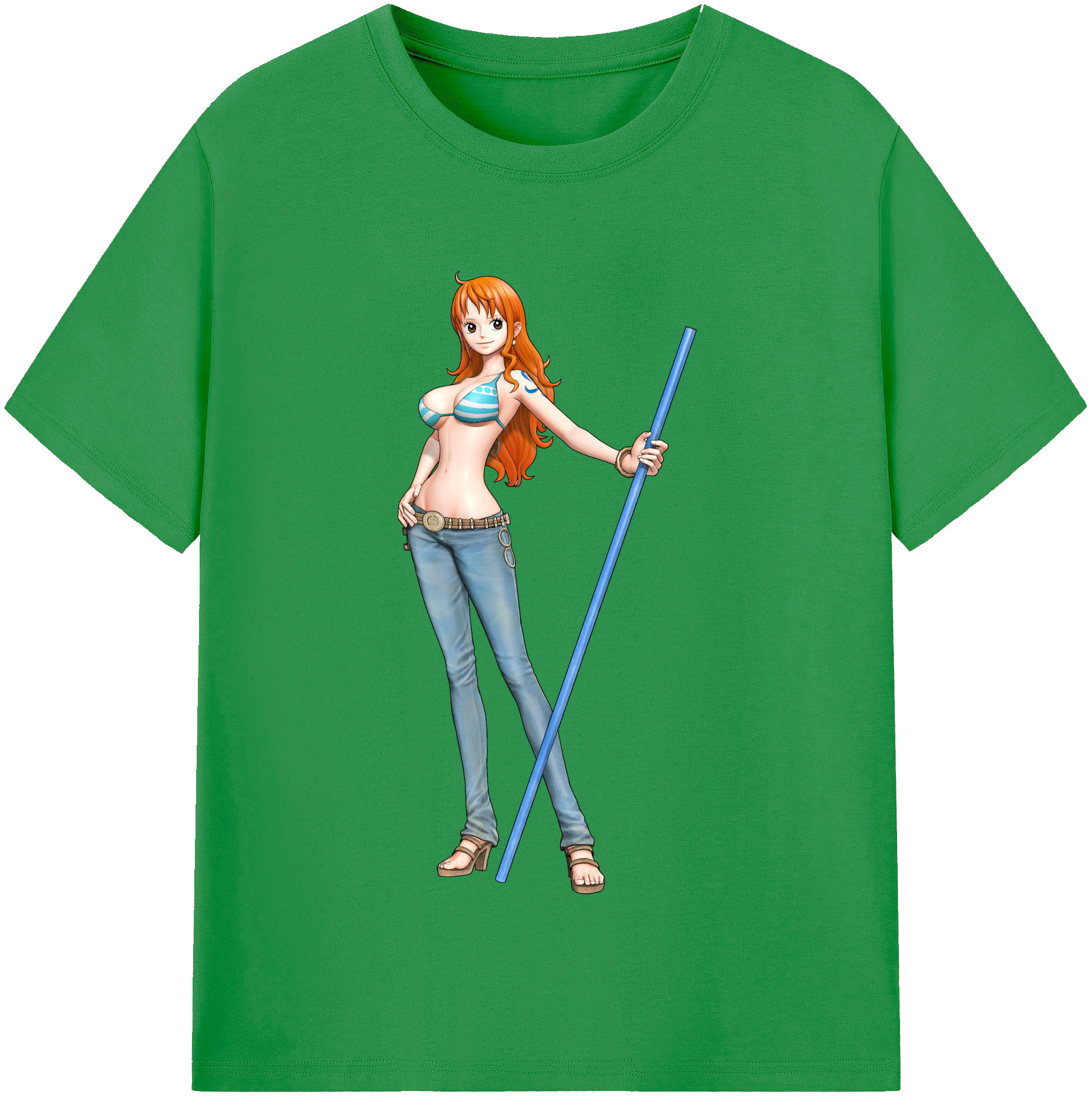 （画像用） ワンピース ナミ ONE PIECE Nami レディースカジュアルプリントTシャツ（綿100％）