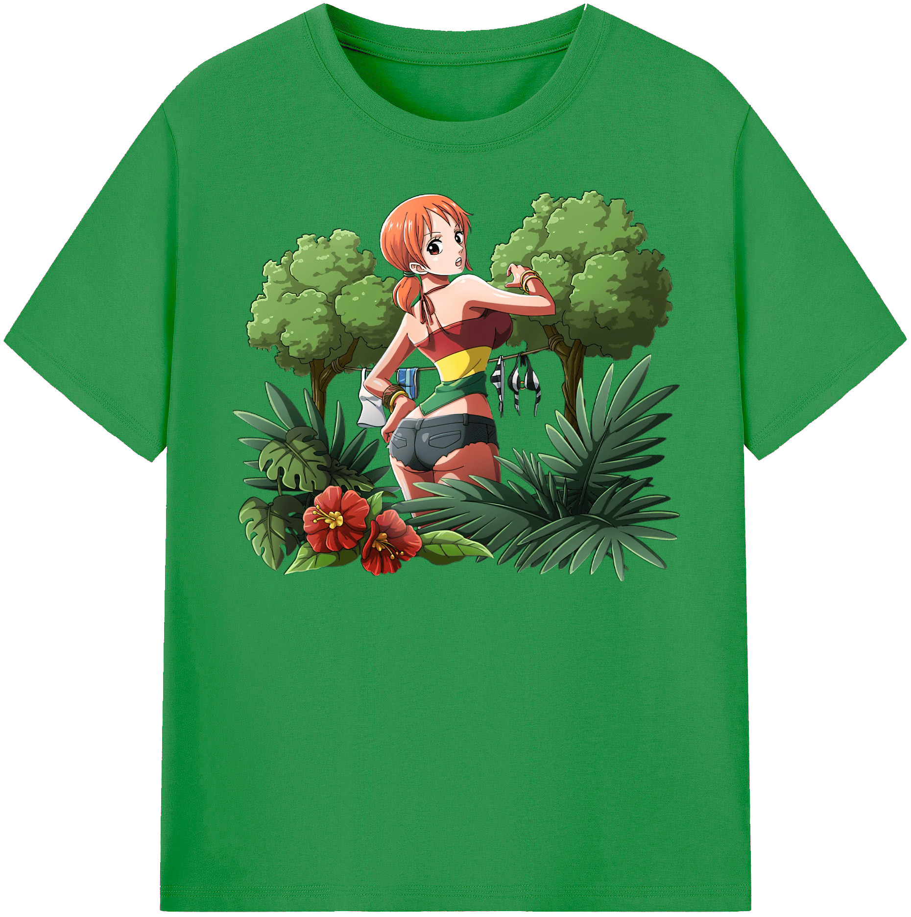 （画像用） ワンピース ナミ ONE PIECE Nami レディースカジュアルプリントTシャツ（綿100％）