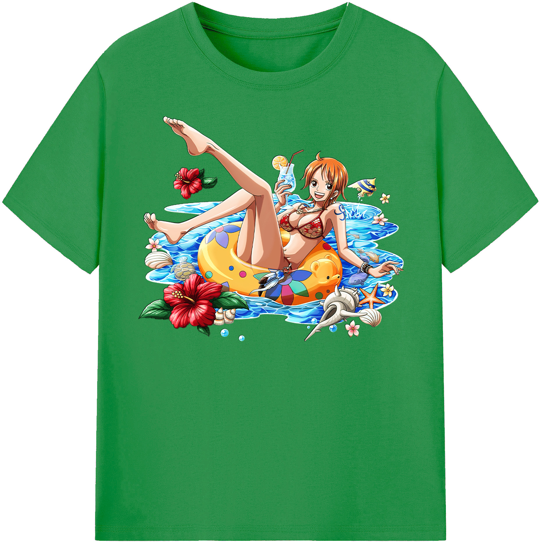 （画像用） ワンピース ナミ ONE PIECE Nami レディースカジュアルプリントTシャツ（綿100％）