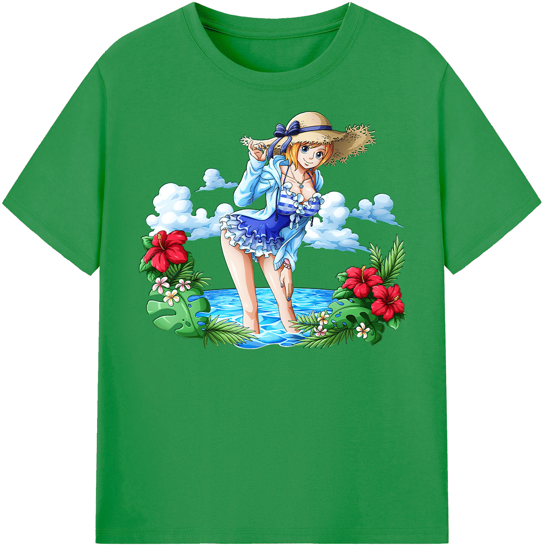 （画像用） ワンピース ナミ ONE PIECE Nami レディースカジュアルプリントTシャツ（綿100％）