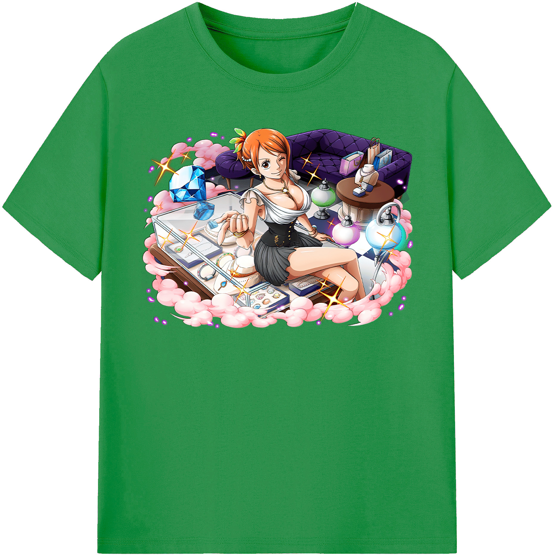 （画像用） ワンピース ナミ ONE PIECE Nami レディースカジュアルプリントTシャツ（綿100％）
