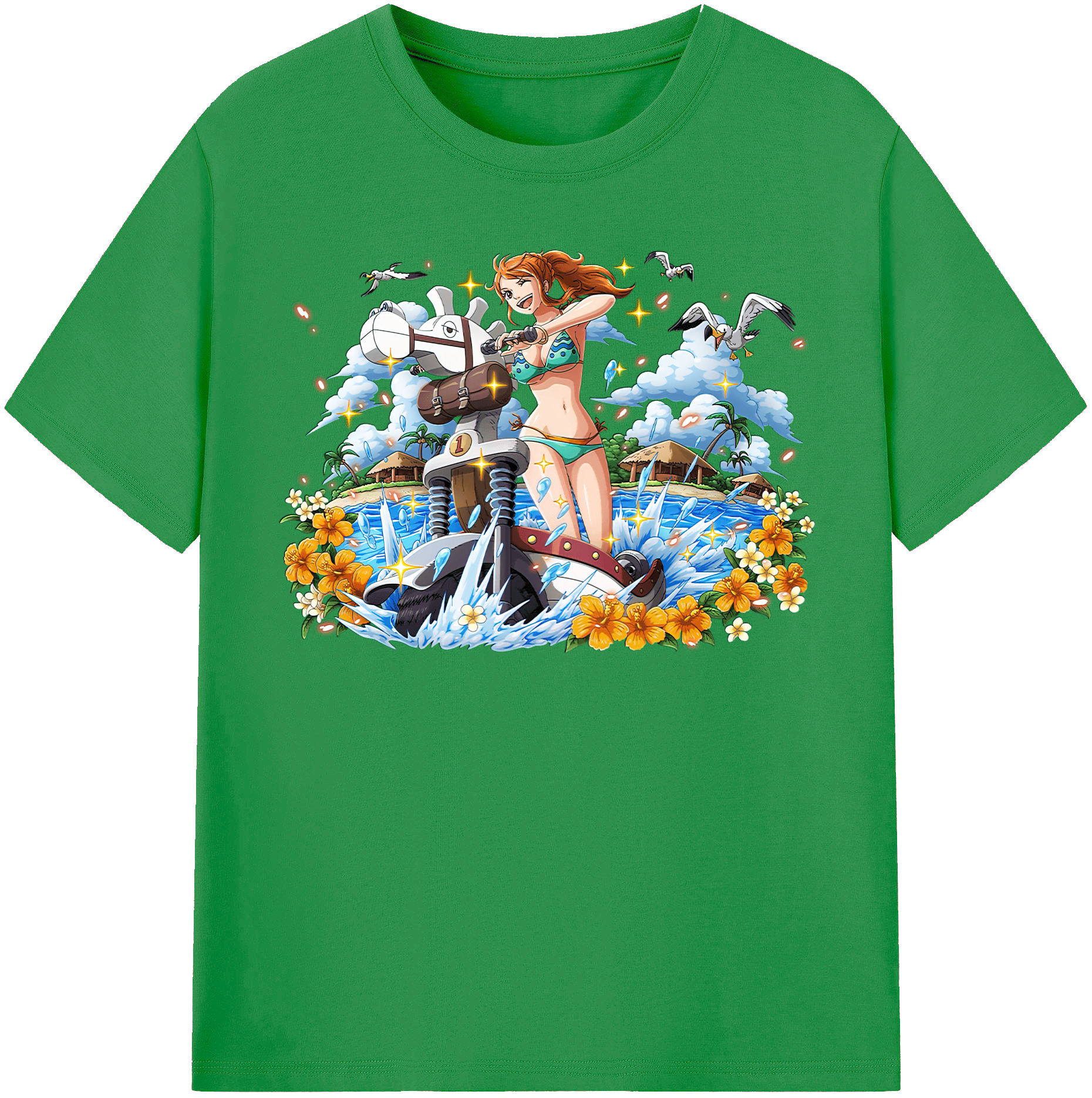 （画像用） ワンピース ナミ ONE PIECE Nami レディースカジュアルプリントTシャツ（綿100％）