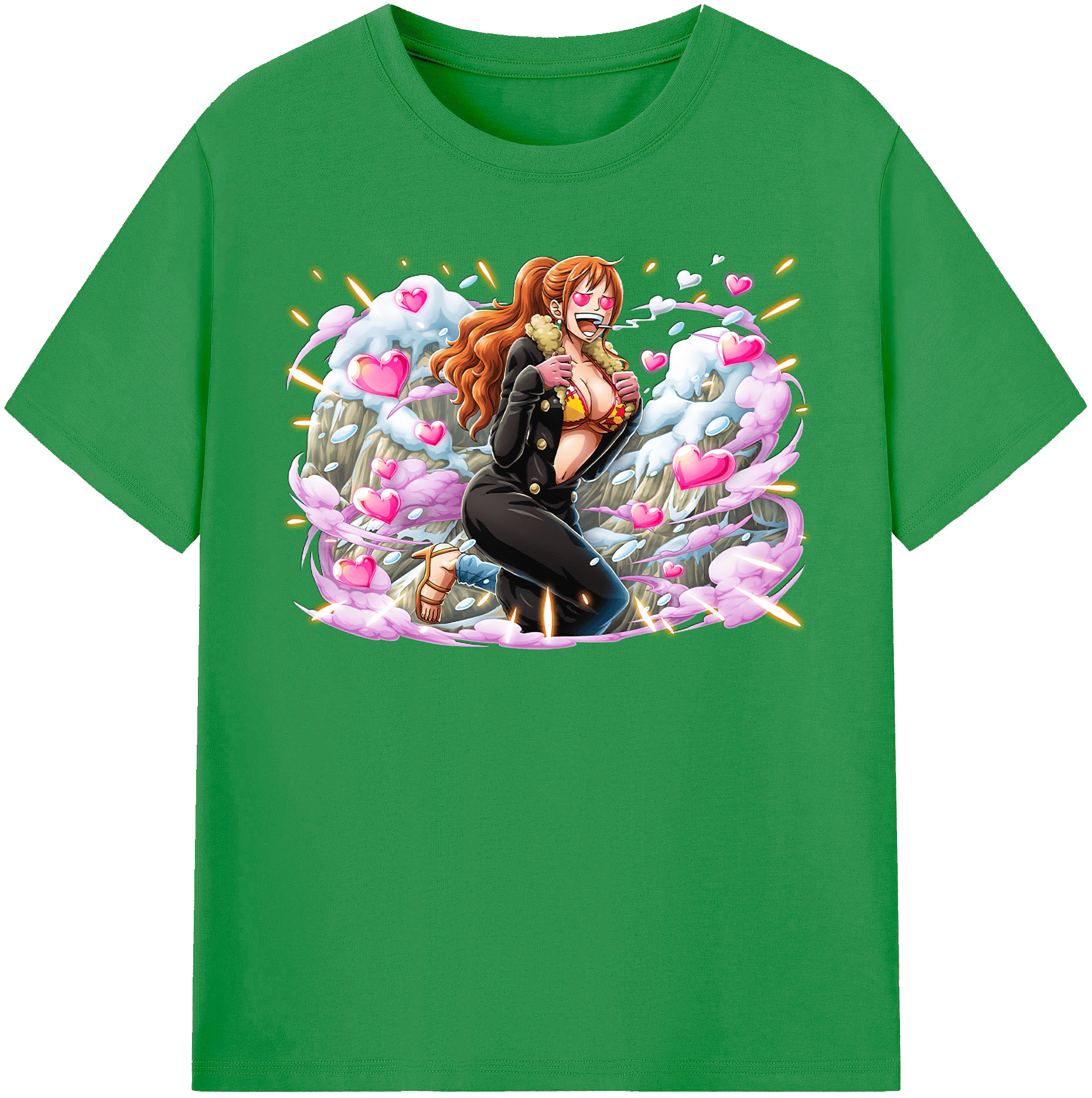 （画像用） ワンピース ナミ ONE PIECE Nami レディースカジュアルプリントTシャツ（綿100％）