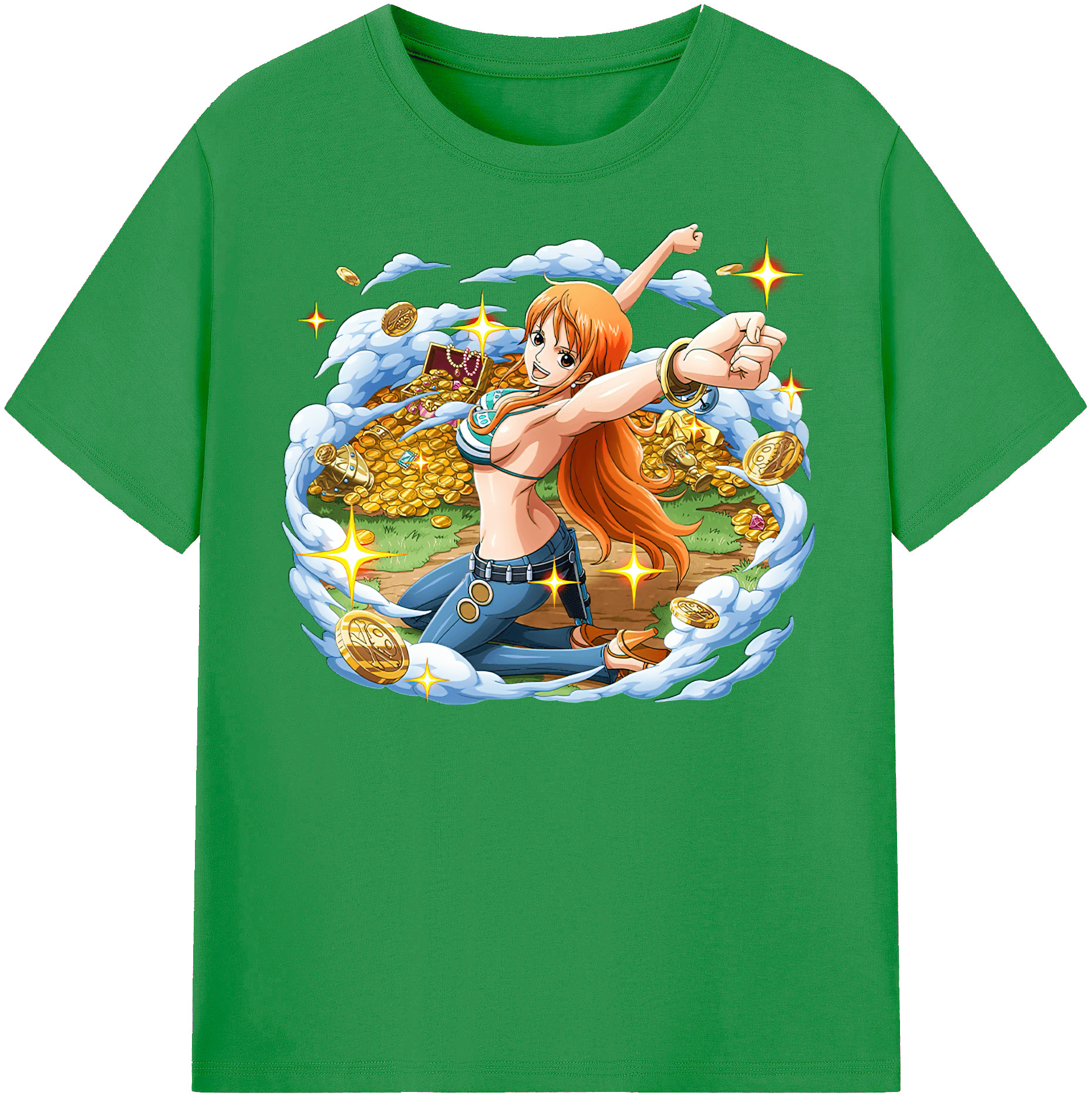 （画像用） ワンピース ナミ ONE PIECE Nami レディースカジュアルプリントTシャツ（綿100％）