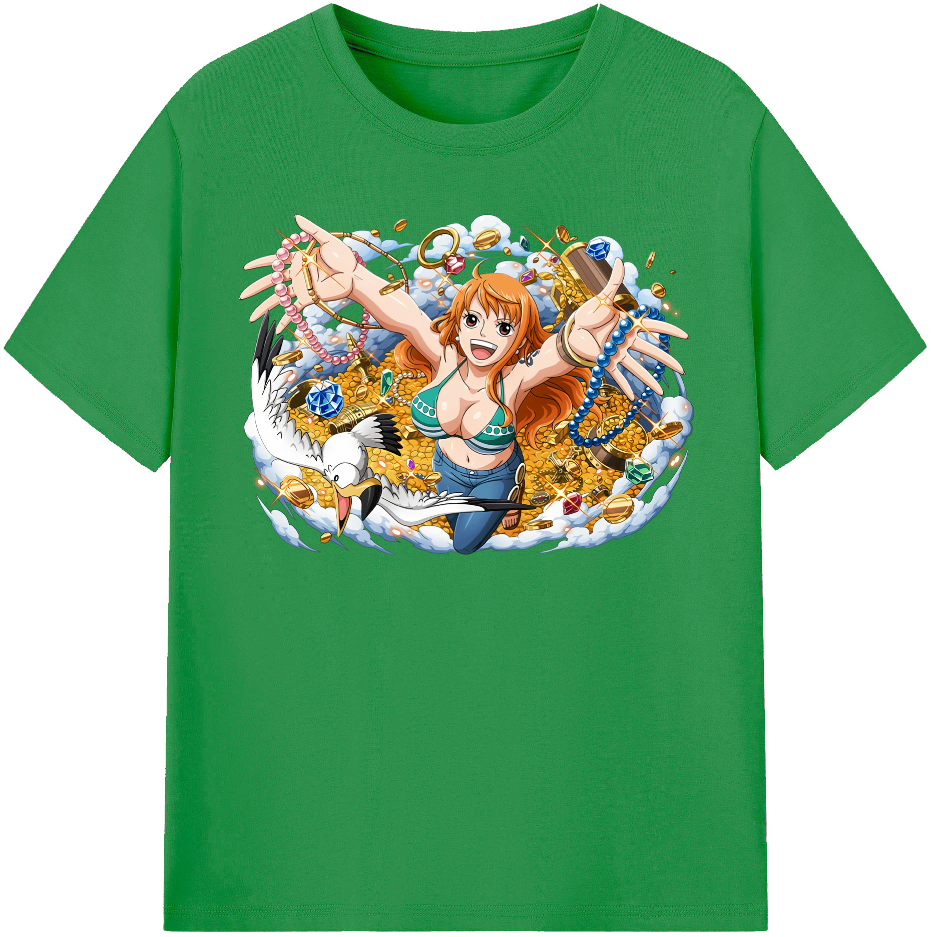 （画像用） ワンピース ナミ ONE PIECE Nami レディースカジュアルプリントTシャツ（綿100％）