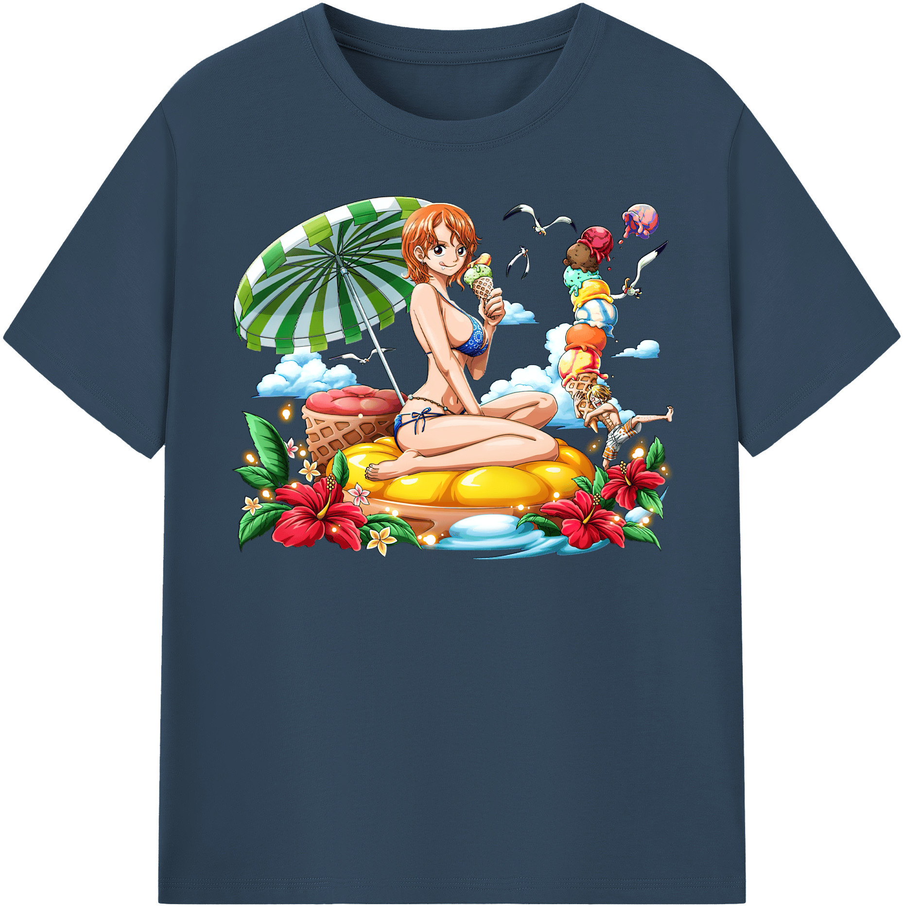 （画像用） ワンピース ナミ ONE PIECE Nami レディースカジュアルプリントTシャツ（綿100％）