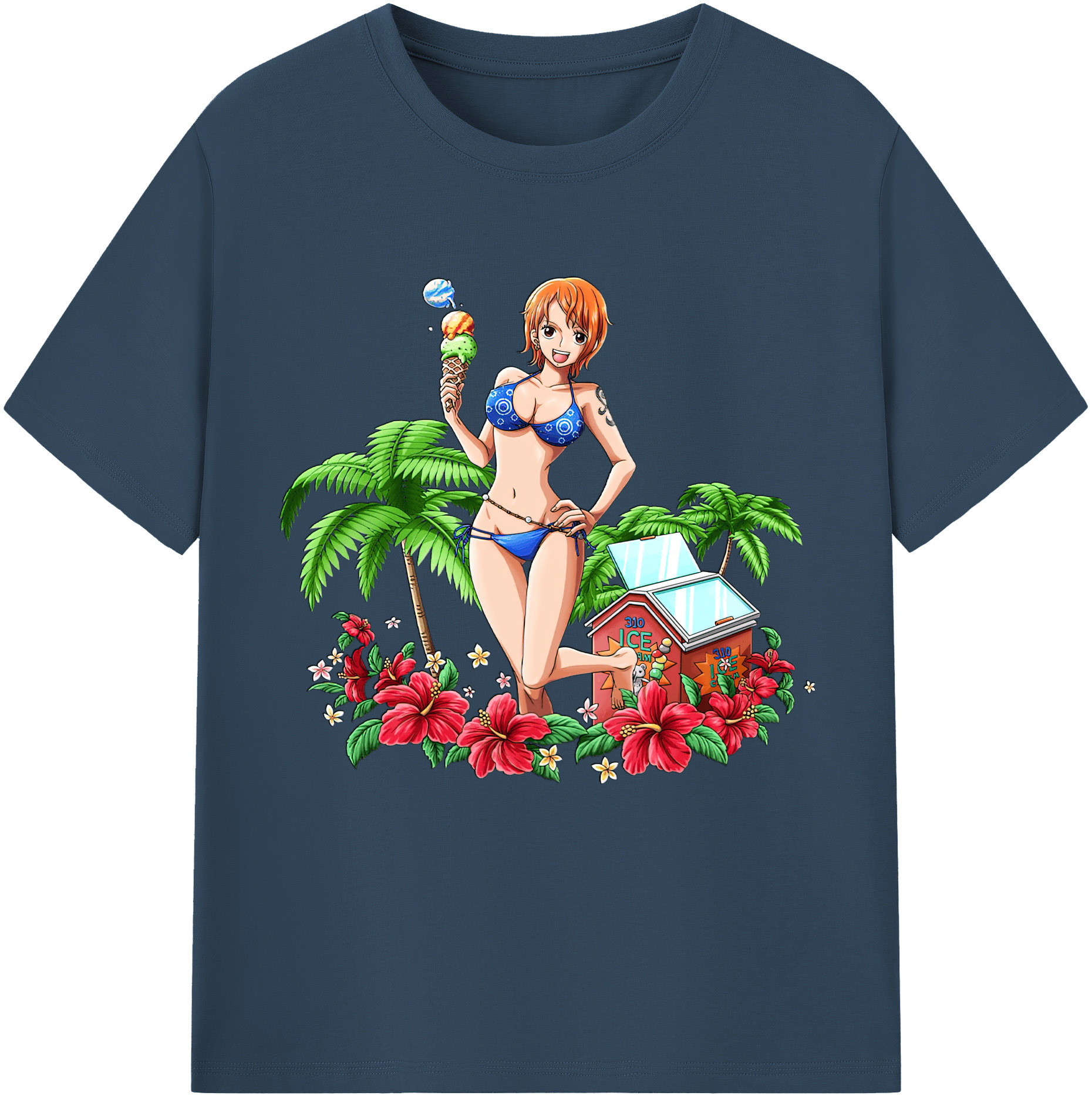 （画像用） ワンピース ナミ ONE PIECE Nami レディースカジュアルプリントTシャツ（綿100％）