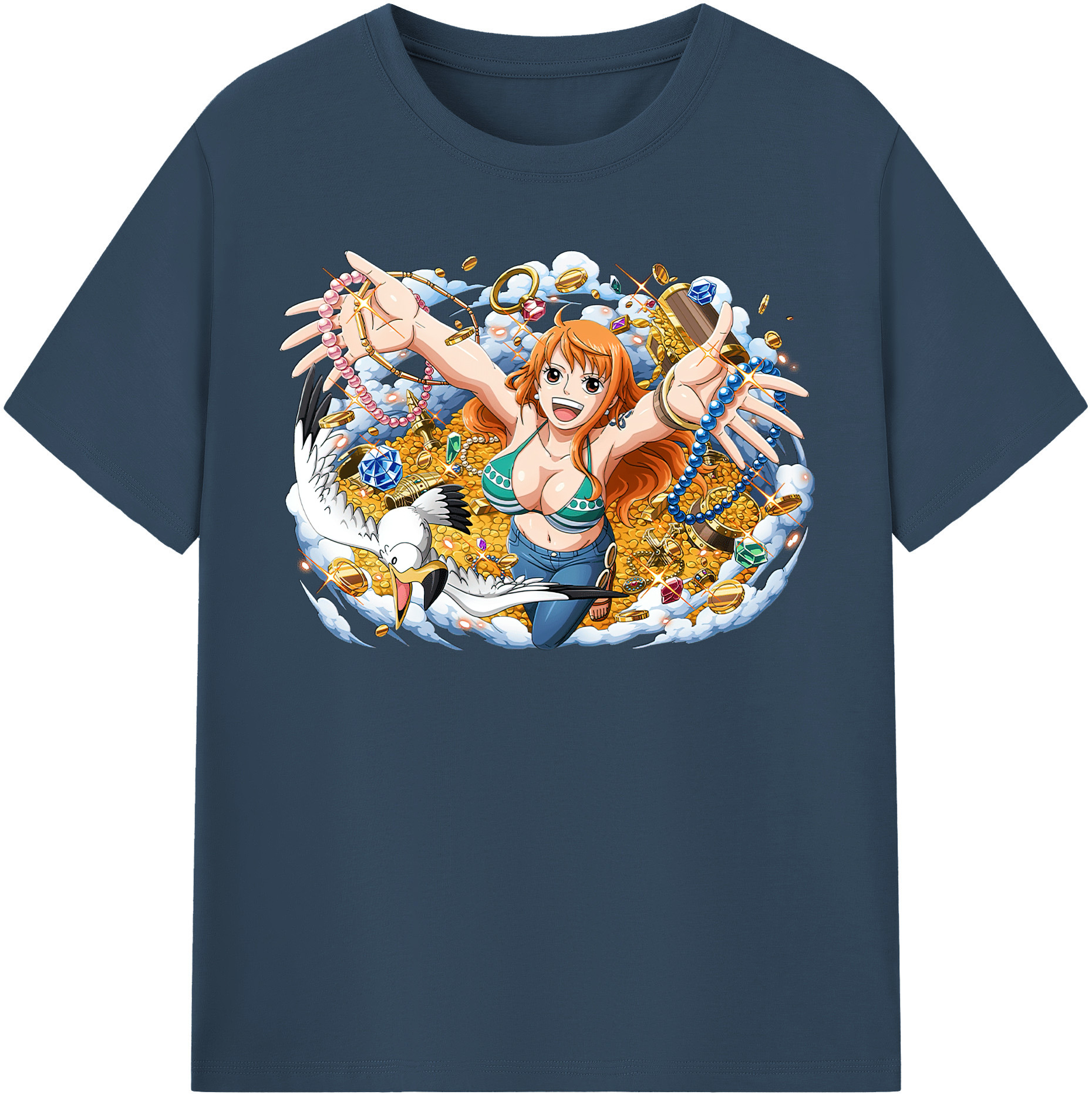 （画像用） ワンピース ナミ ONE PIECE Nami レディースカジュアルプリントTシャツ（綿100％）