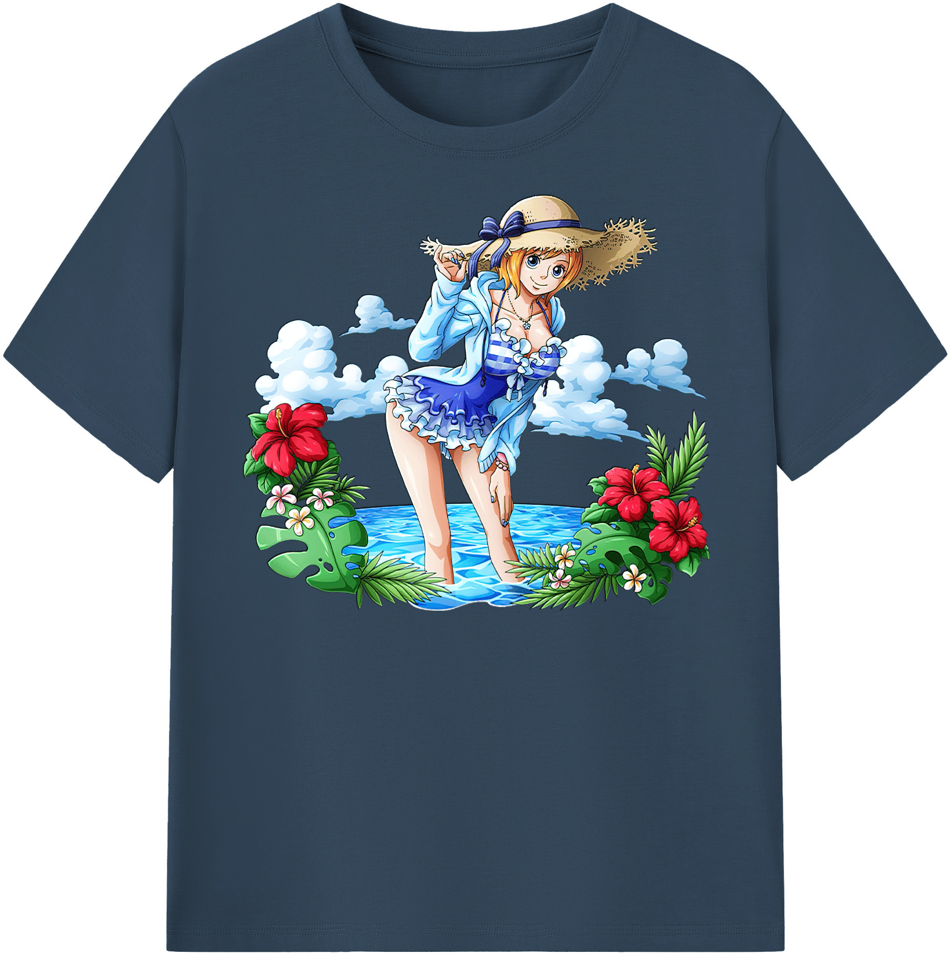（画像用） ワンピース ナミ ONE PIECE Nami レディースカジュアルプリントTシャツ（綿100％）