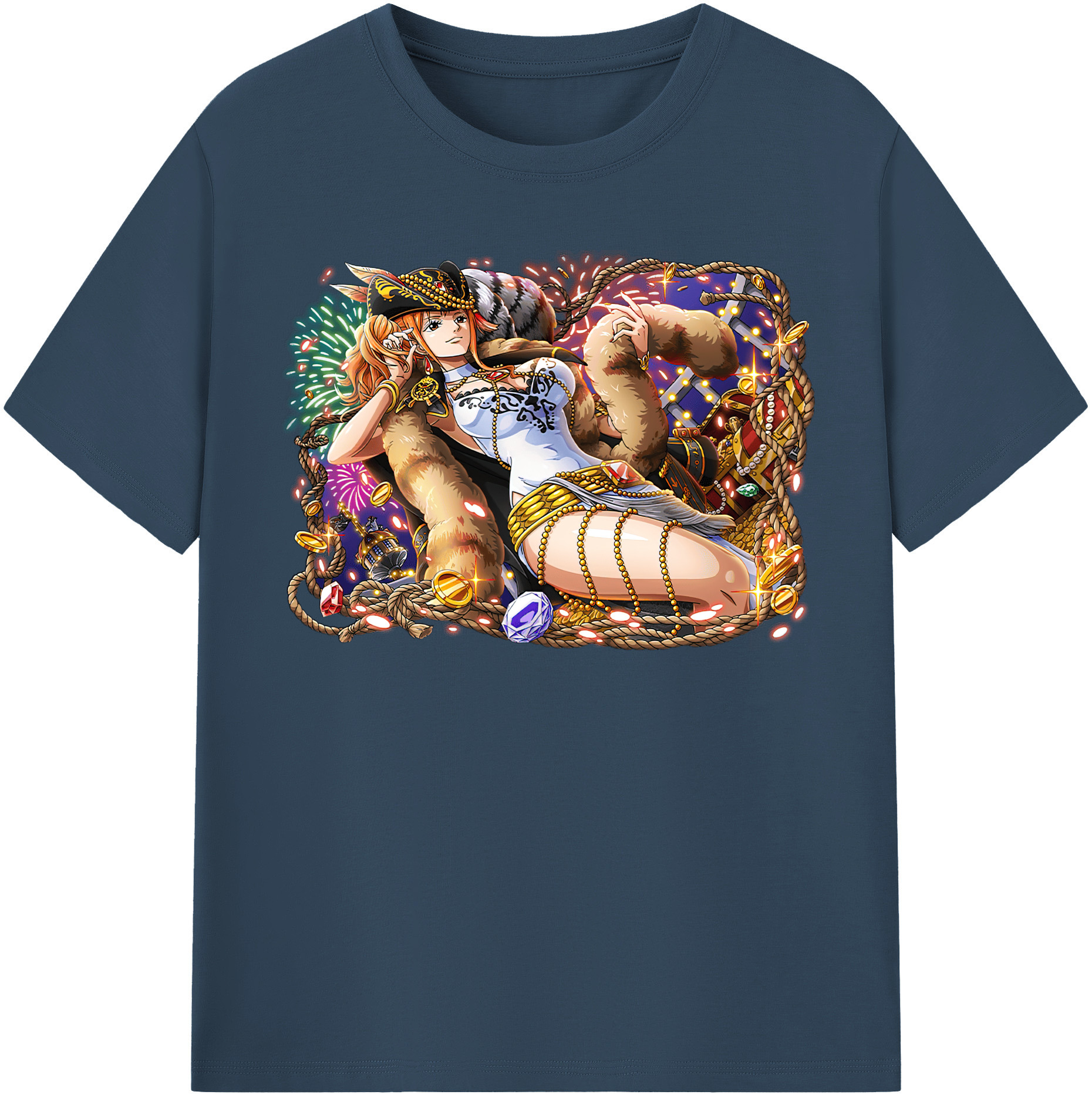 （画像用） ワンピース ナミ ONE PIECE Nami レディースカジュアルプリントTシャツ（綿100％）