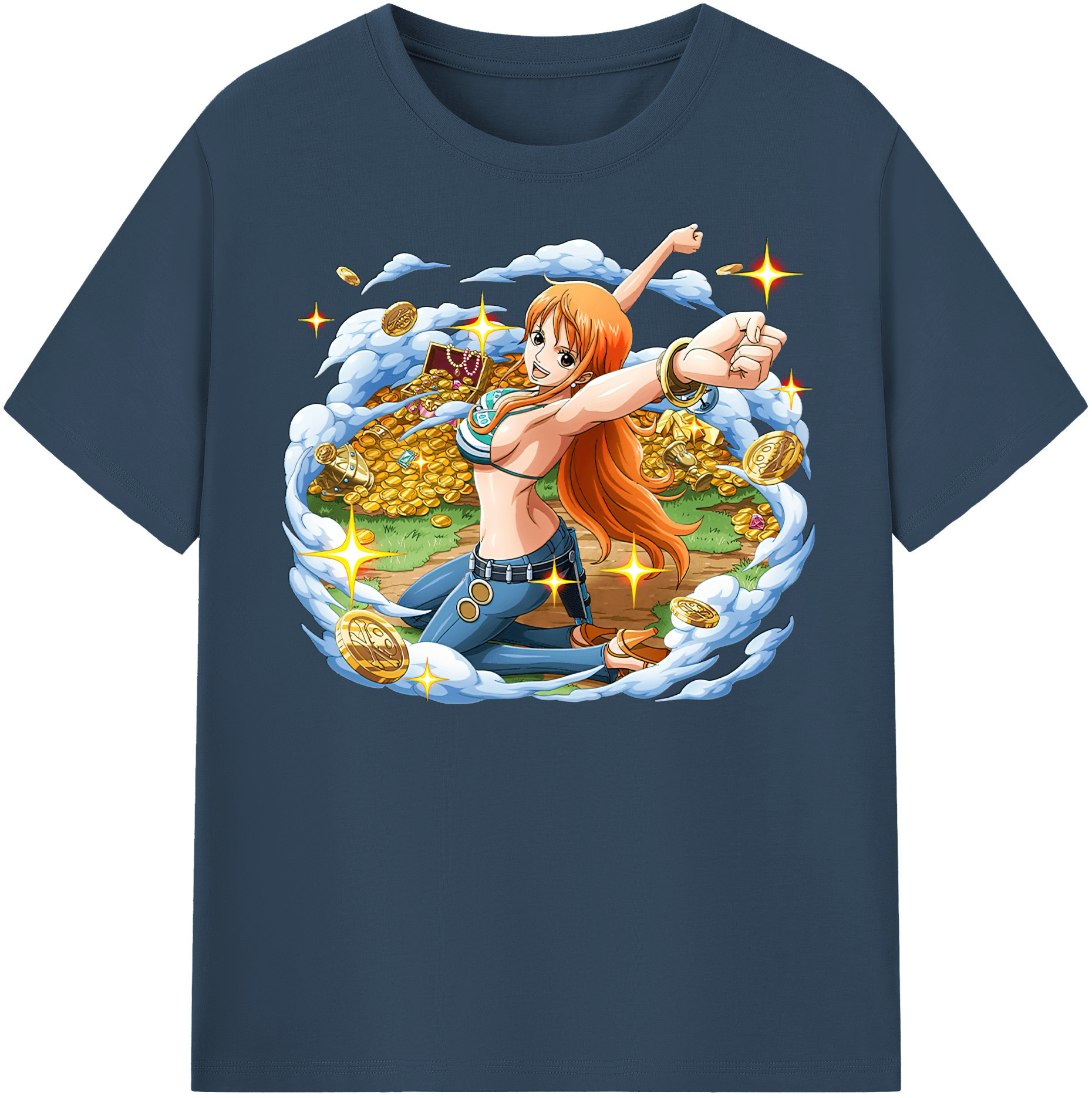 （画像用） ワンピース ナミ ONE PIECE Nami レディースカジュアルプリントTシャツ（綿100％）