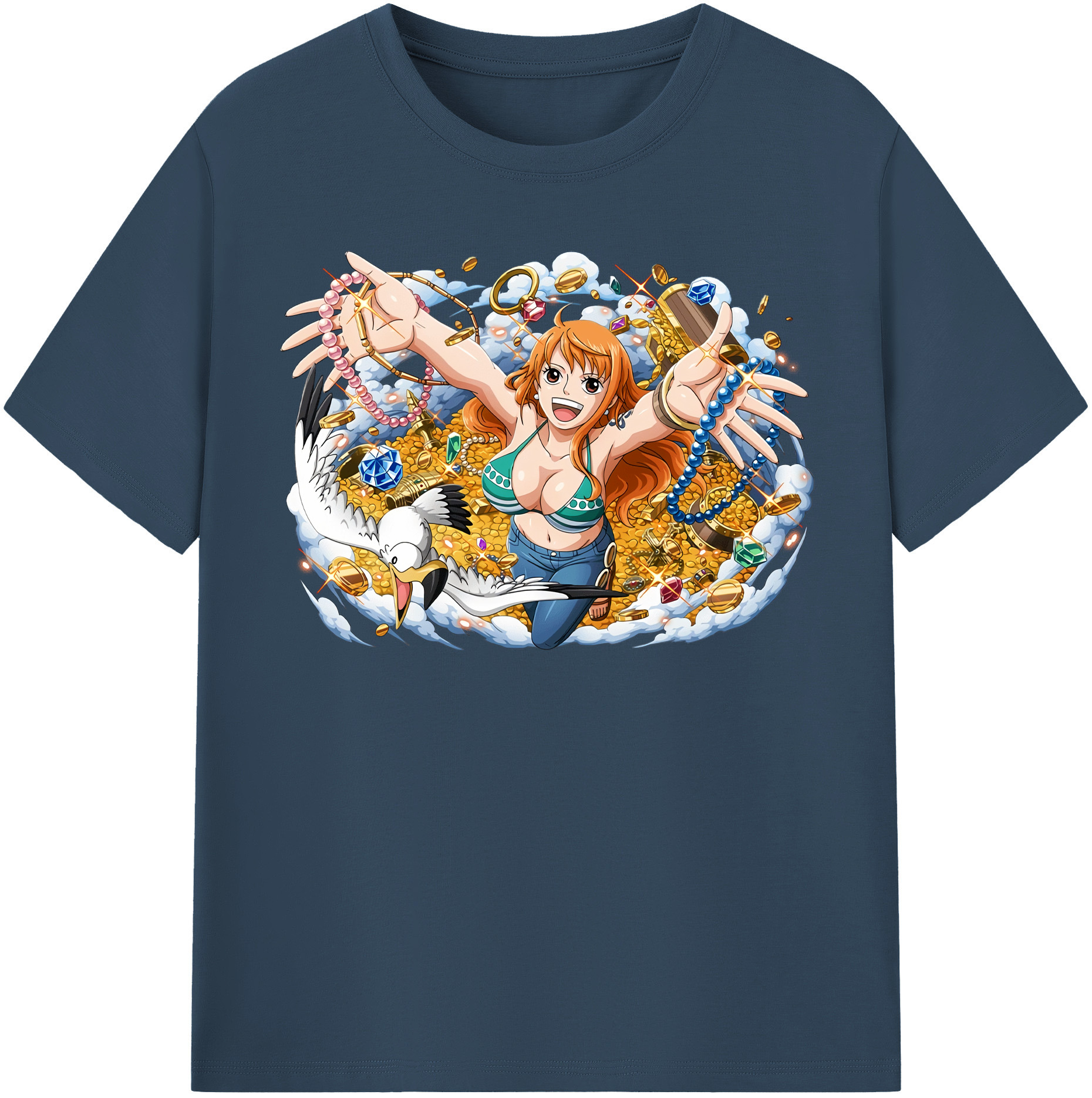 （画像用） ワンピース ナミ ONE PIECE Nami レディースカジュアルプリントTシャツ（綿100％）