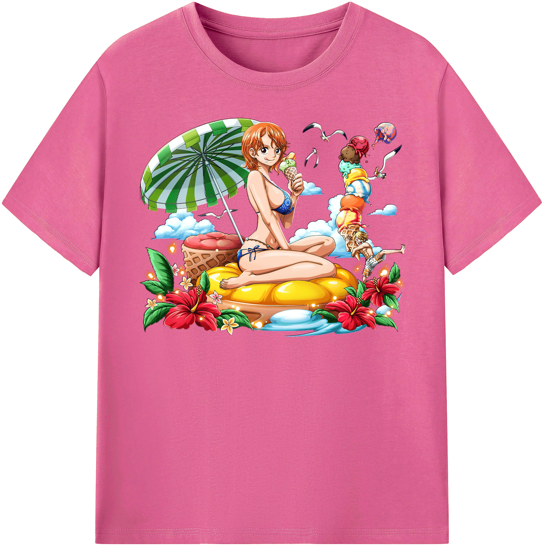 （画像用） ワンピース ナミ ONE PIECE Nami レディースカジュアルプリントTシャツ（綿100％）