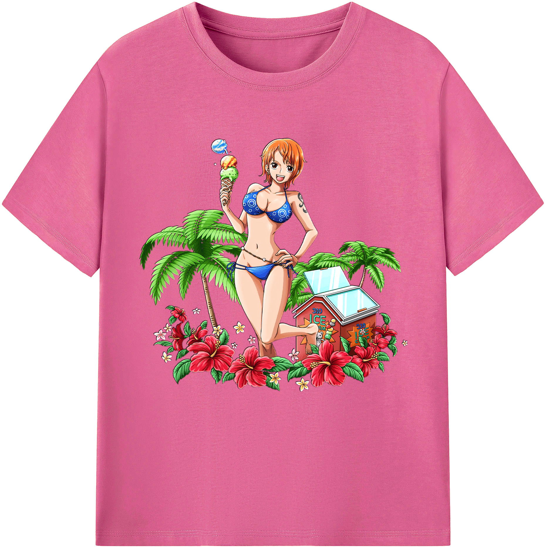 （画像用） ワンピース ナミ ONE PIECE Nami レディースカジュアルプリントTシャツ（綿100％）