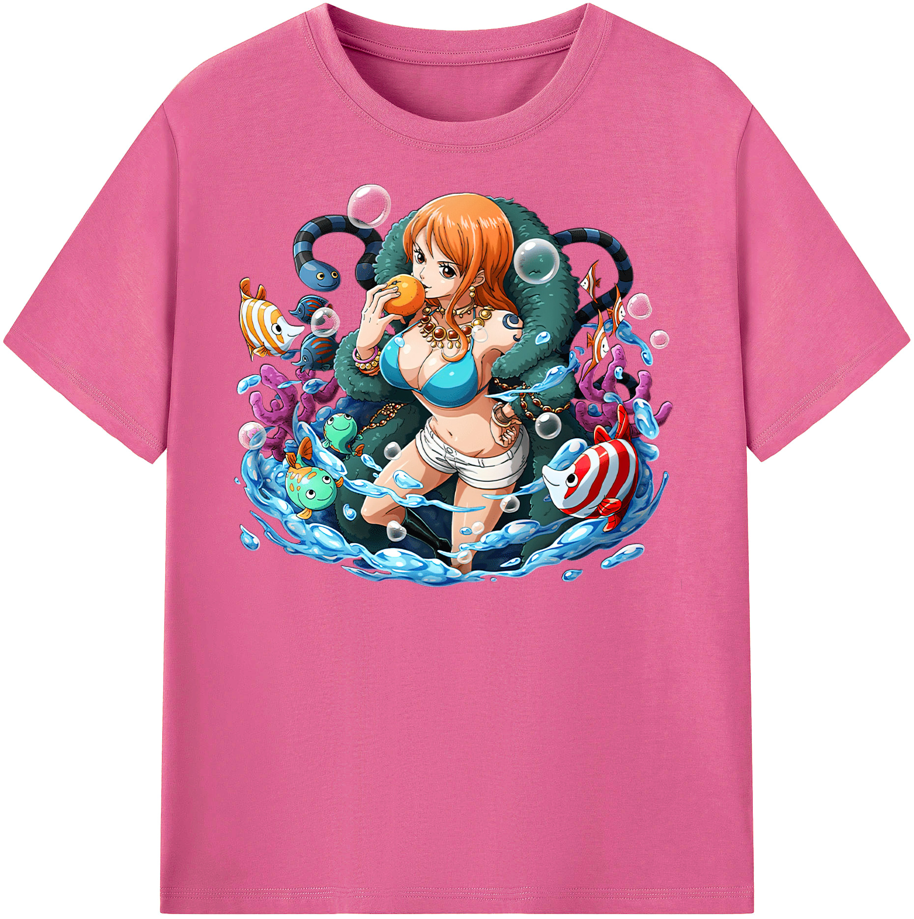 （画像用） ワンピース ナミ ONE PIECE Nami レディースカジュアルプリントTシャツ（綿100％）