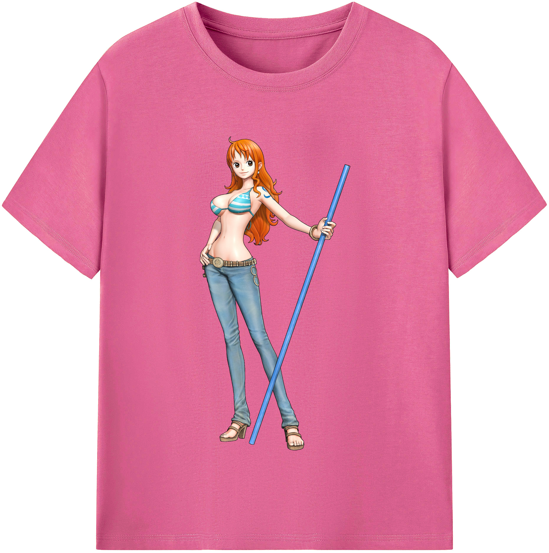 （画像用） ワンピース ナミ ONE PIECE Nami レディースカジュアルプリントTシャツ（綿100％）
