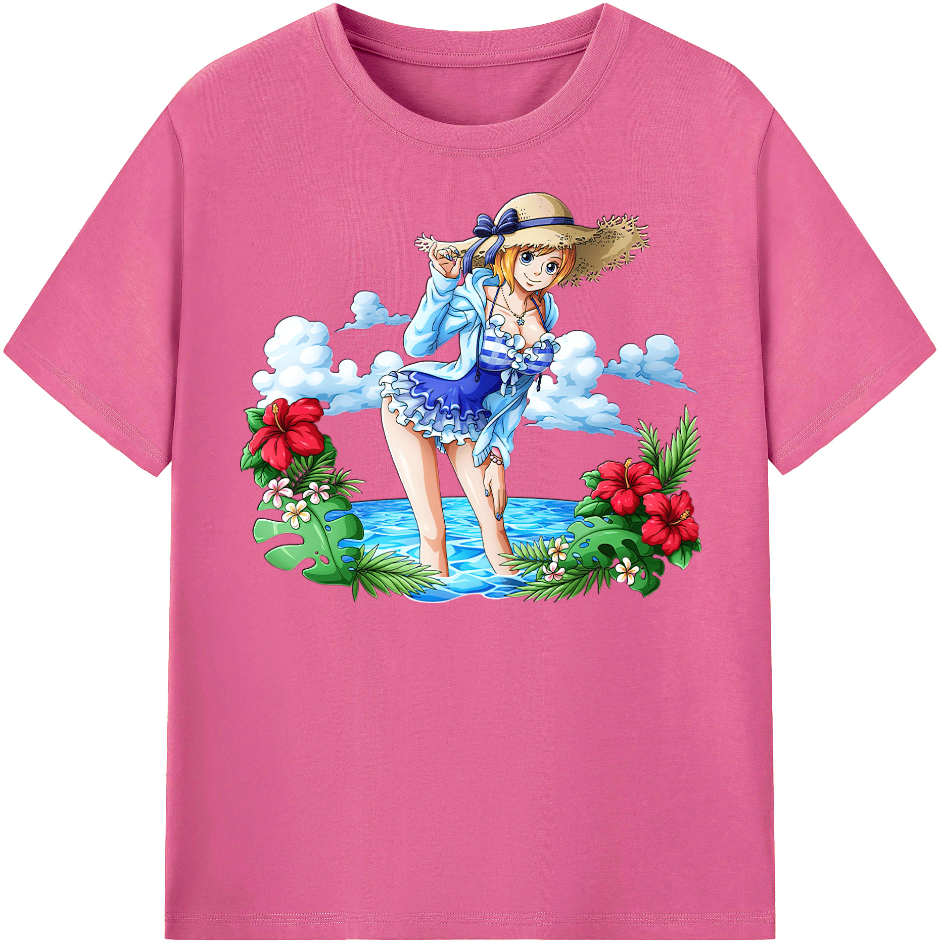 （画像用） ワンピース ナミ ONE PIECE Nami レディースカジュアルプリントTシャツ（綿100％）