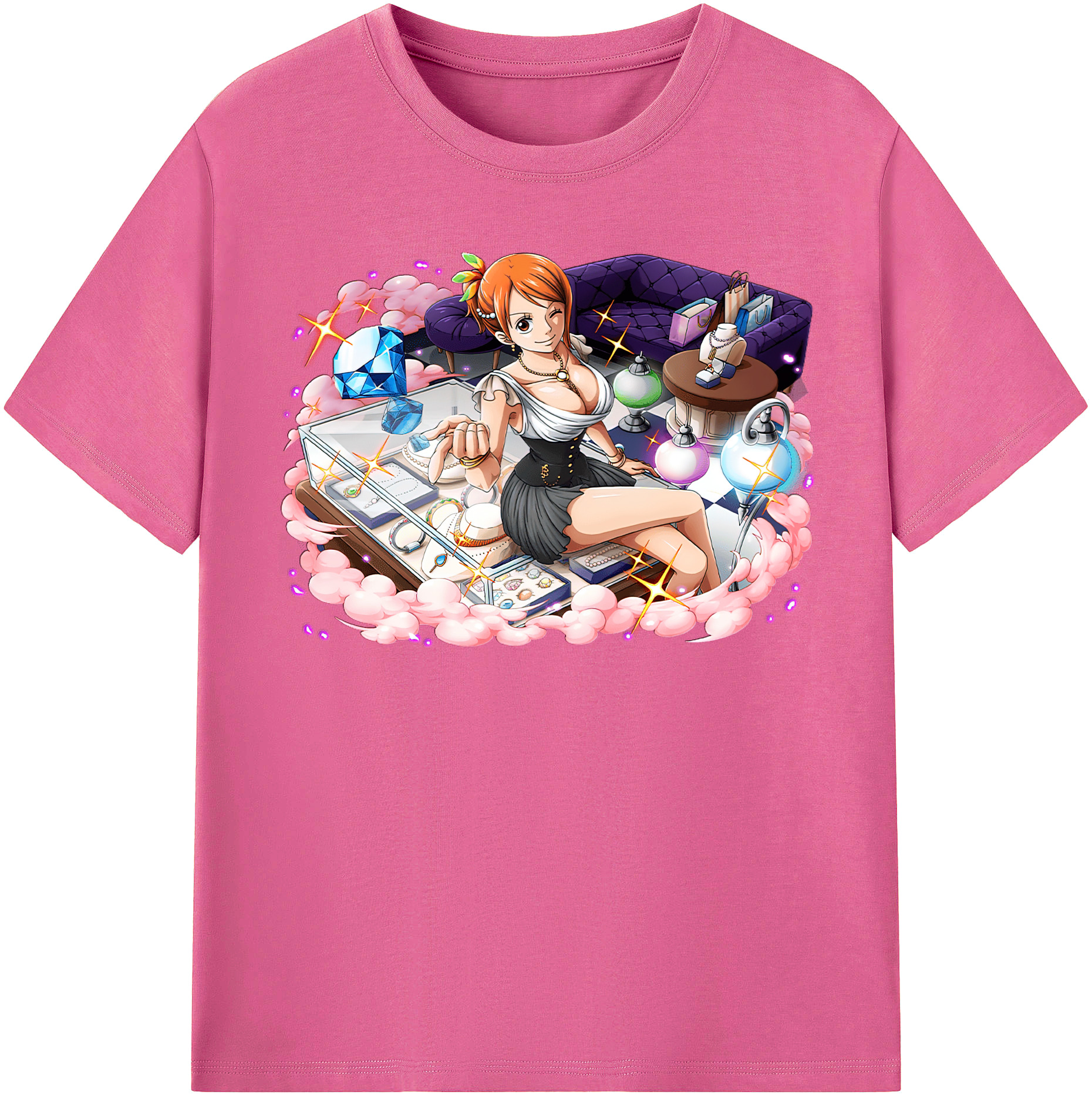 （画像用） ワンピース ナミ ONE PIECE Nami レディースカジュアルプリントTシャツ（綿100％）