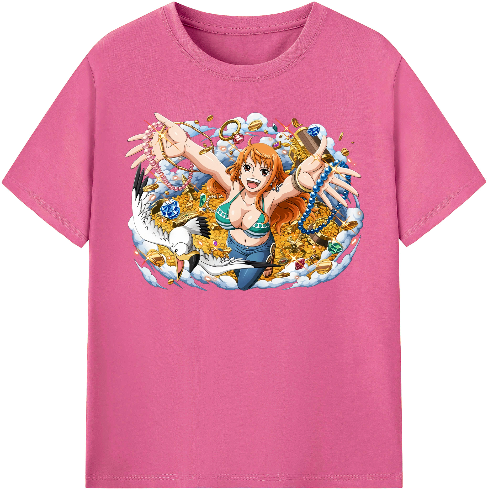 （画像用） ワンピース ナミ ONE PIECE Nami レディースカジュアルプリントTシャツ（綿100％）