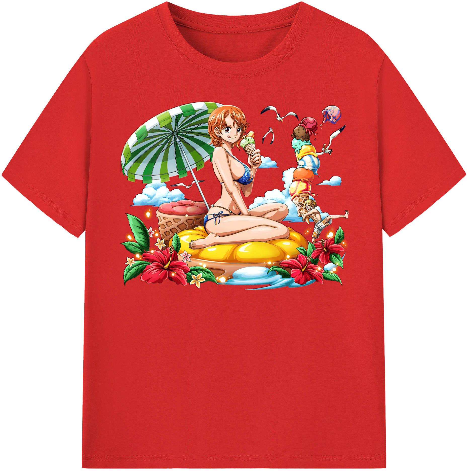 （画像用） ワンピース ナミ ONE PIECE Nami レディースカジュアルプリントTシャツ（綿100％）