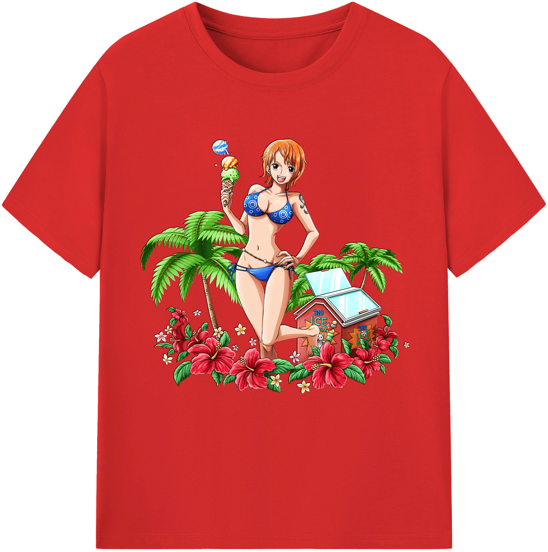 （画像用） ワンピース ナミ ONE PIECE Nami レディースカジュアルプリントTシャツ（綿100％）