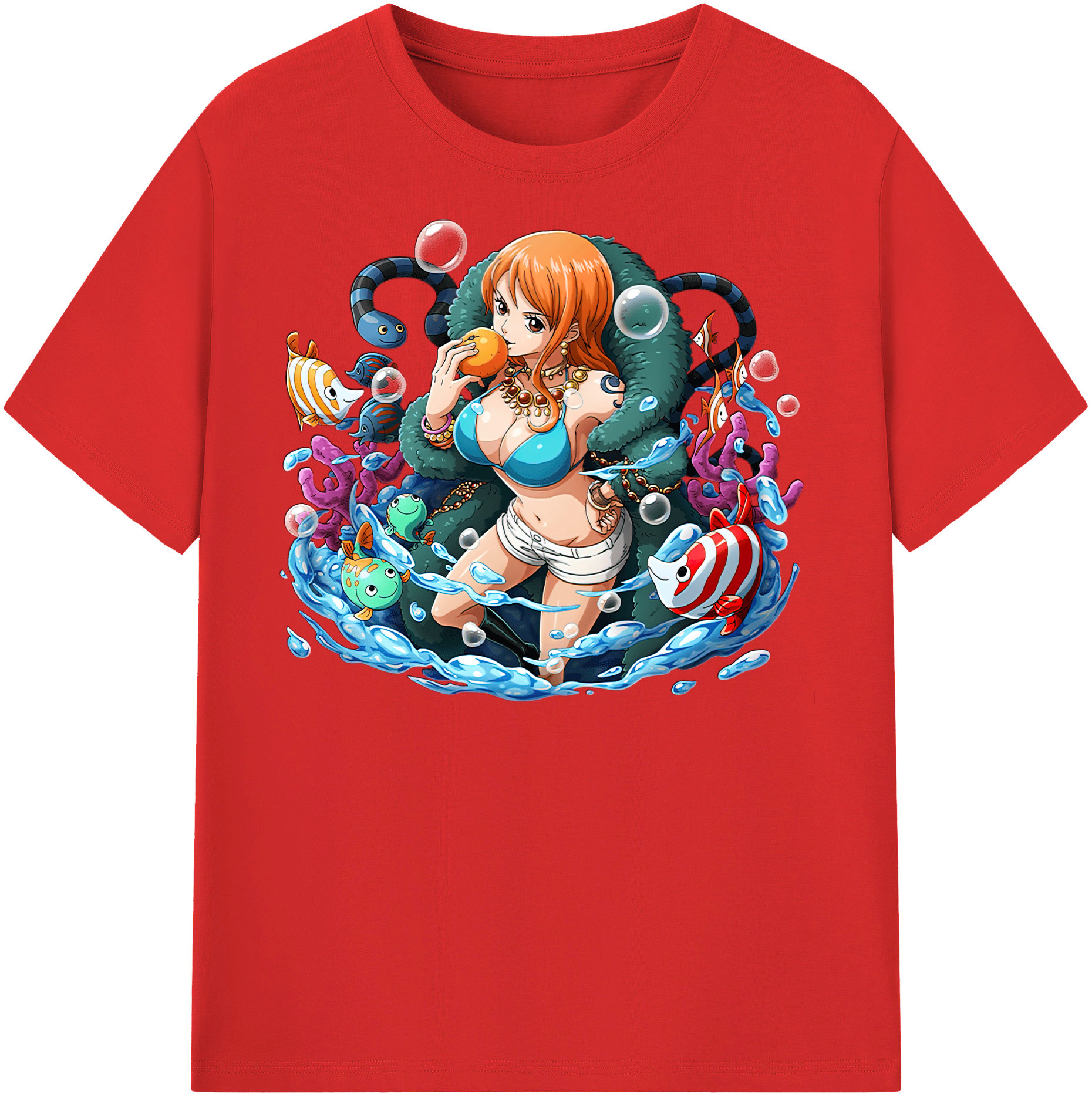 （画像用） ワンピース ナミ ONE PIECE Nami レディースカジュアルプリントTシャツ（綿100％）