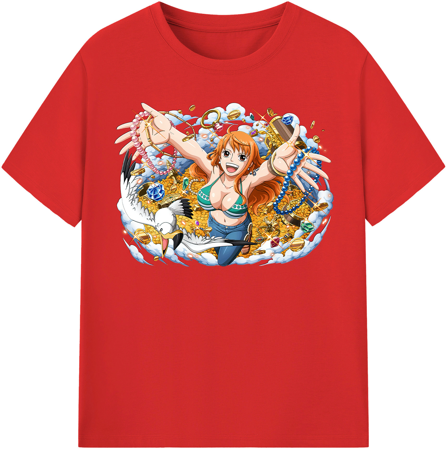 （画像用） ワンピース ナミ ONE PIECE Nami レディースカジュアルプリントTシャツ（綿100％）
