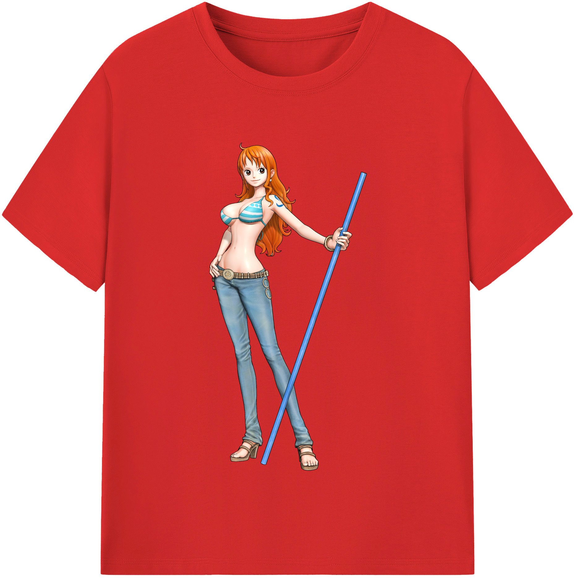 （画像用） ワンピース ナミ ONE PIECE Nami レディースカジュアルプリントTシャツ（綿100％）