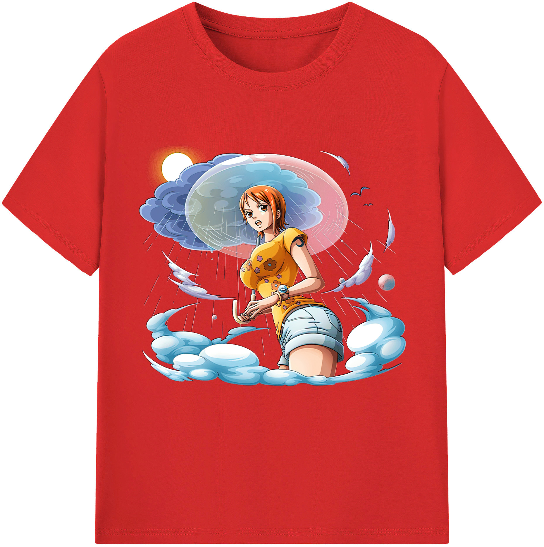 （画像用） ワンピース ナミ ONE PIECE Nami レディースカジュアルプリントTシャツ（綿100％）