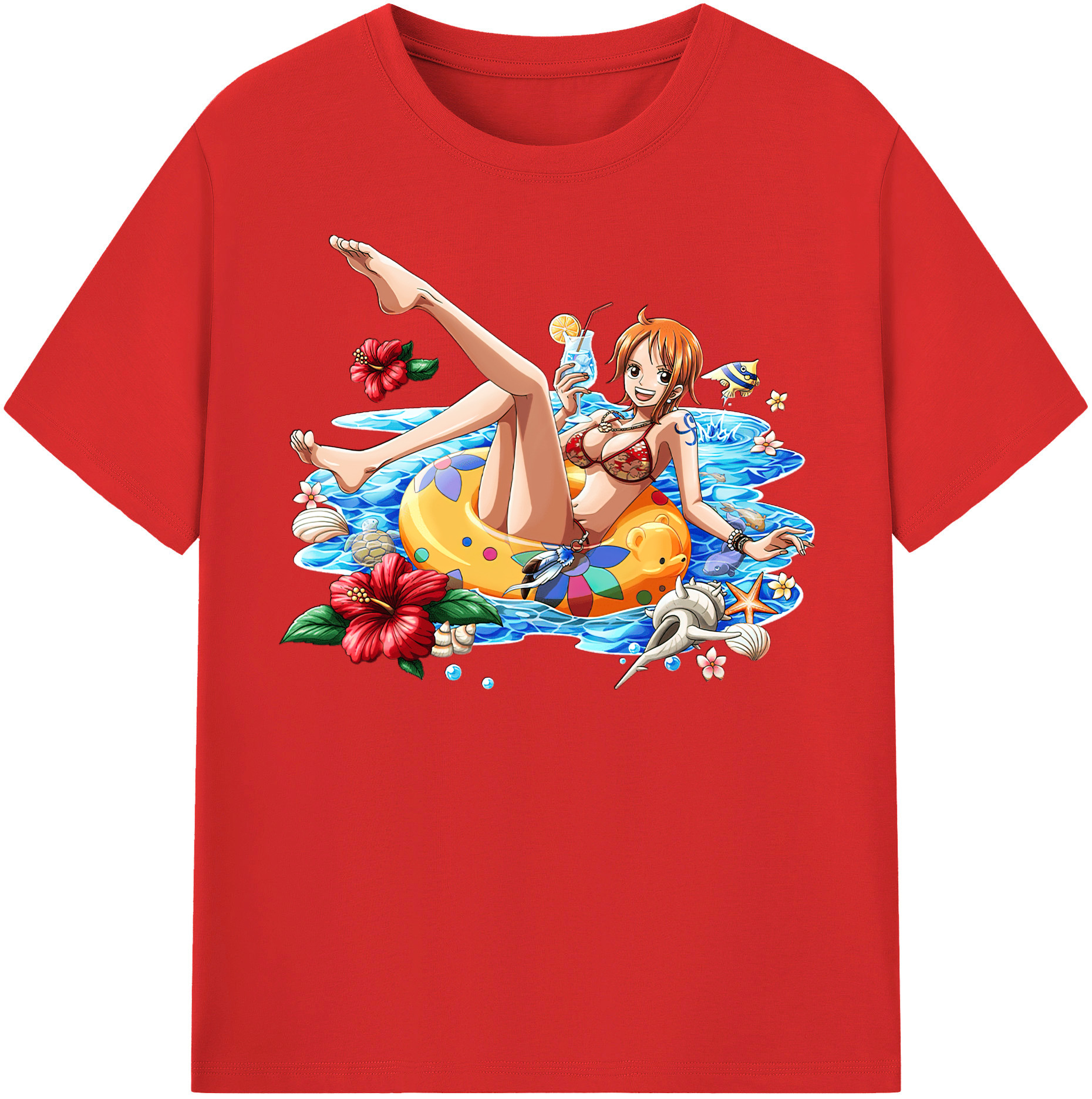 （画像用） ワンピース ナミ ONE PIECE Nami レディースカジュアルプリントTシャツ（綿100％）