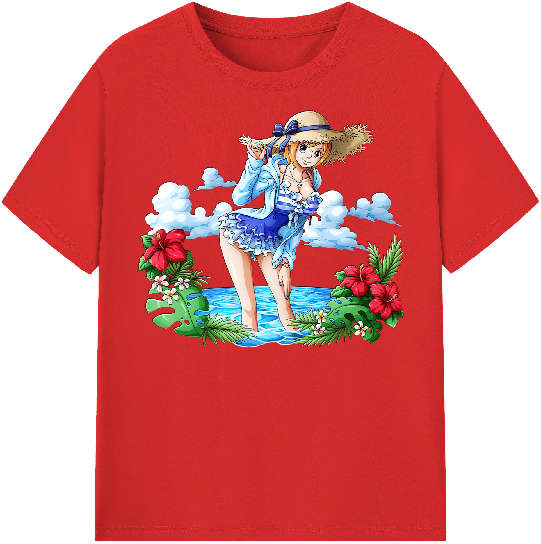（画像用） ワンピース ナミ ONE PIECE Nami レディースカジュアルプリントTシャツ（綿100％）