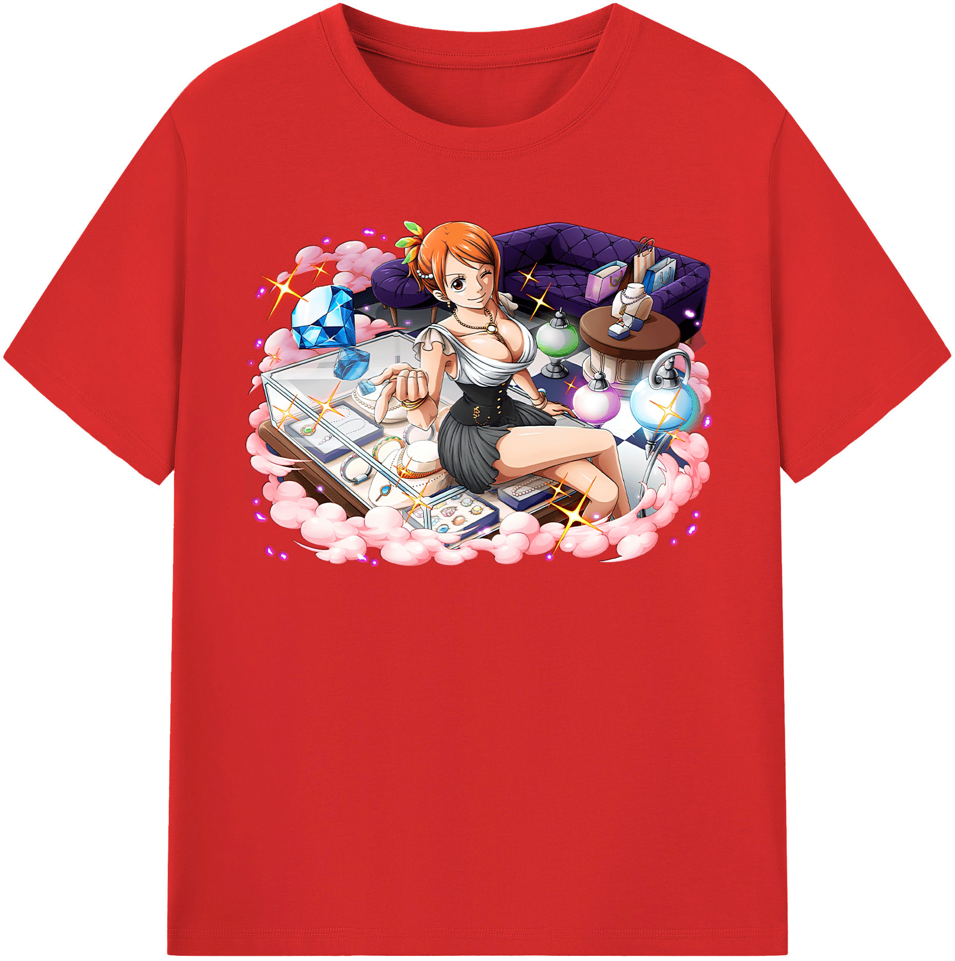 （画像用） ワンピース ナミ ONE PIECE Nami レディースカジュアルプリントTシャツ（綿100％）