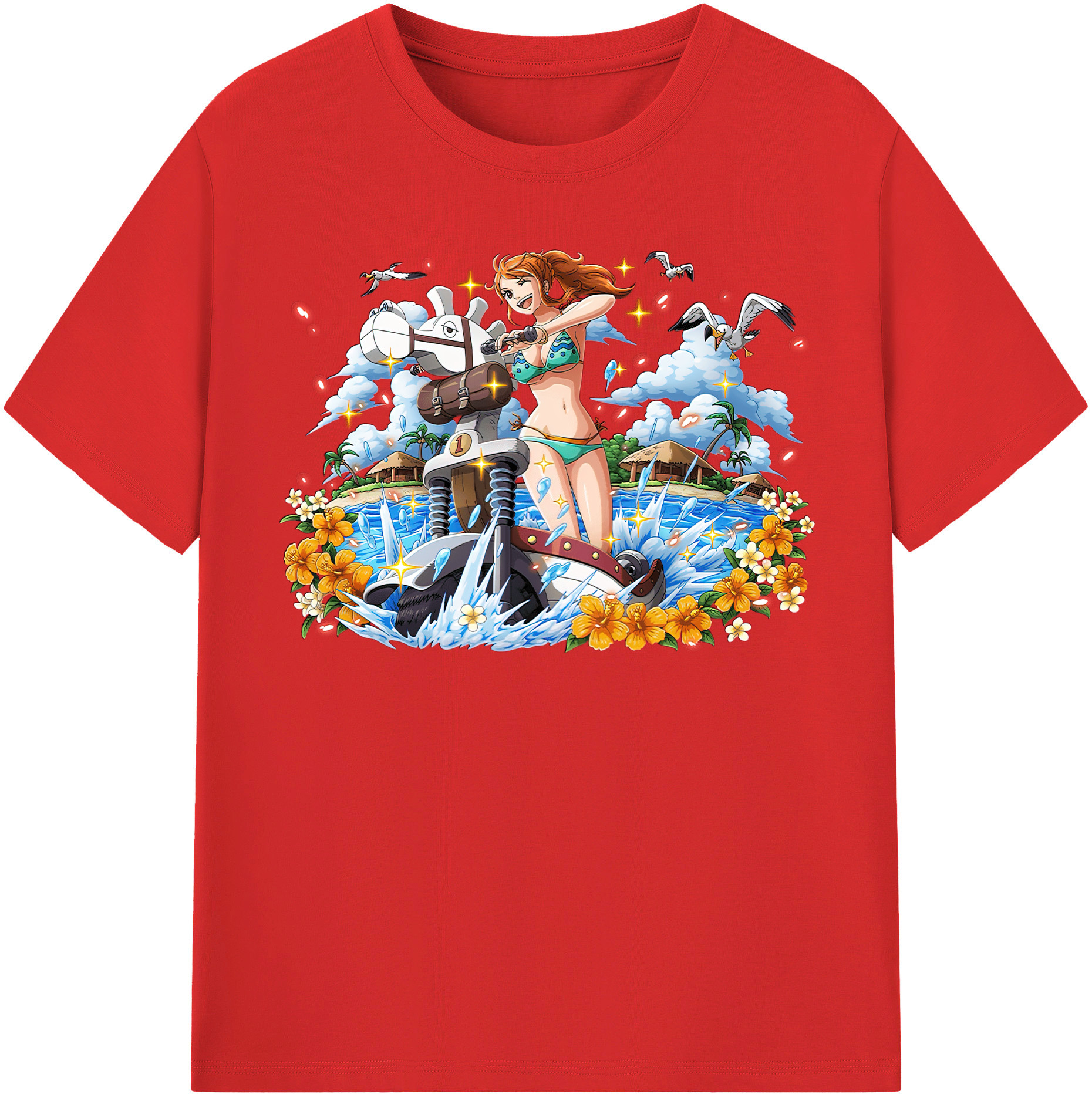 （画像用） ワンピース ナミ ONE PIECE Nami レディースカジュアルプリントTシャツ（綿100％）
