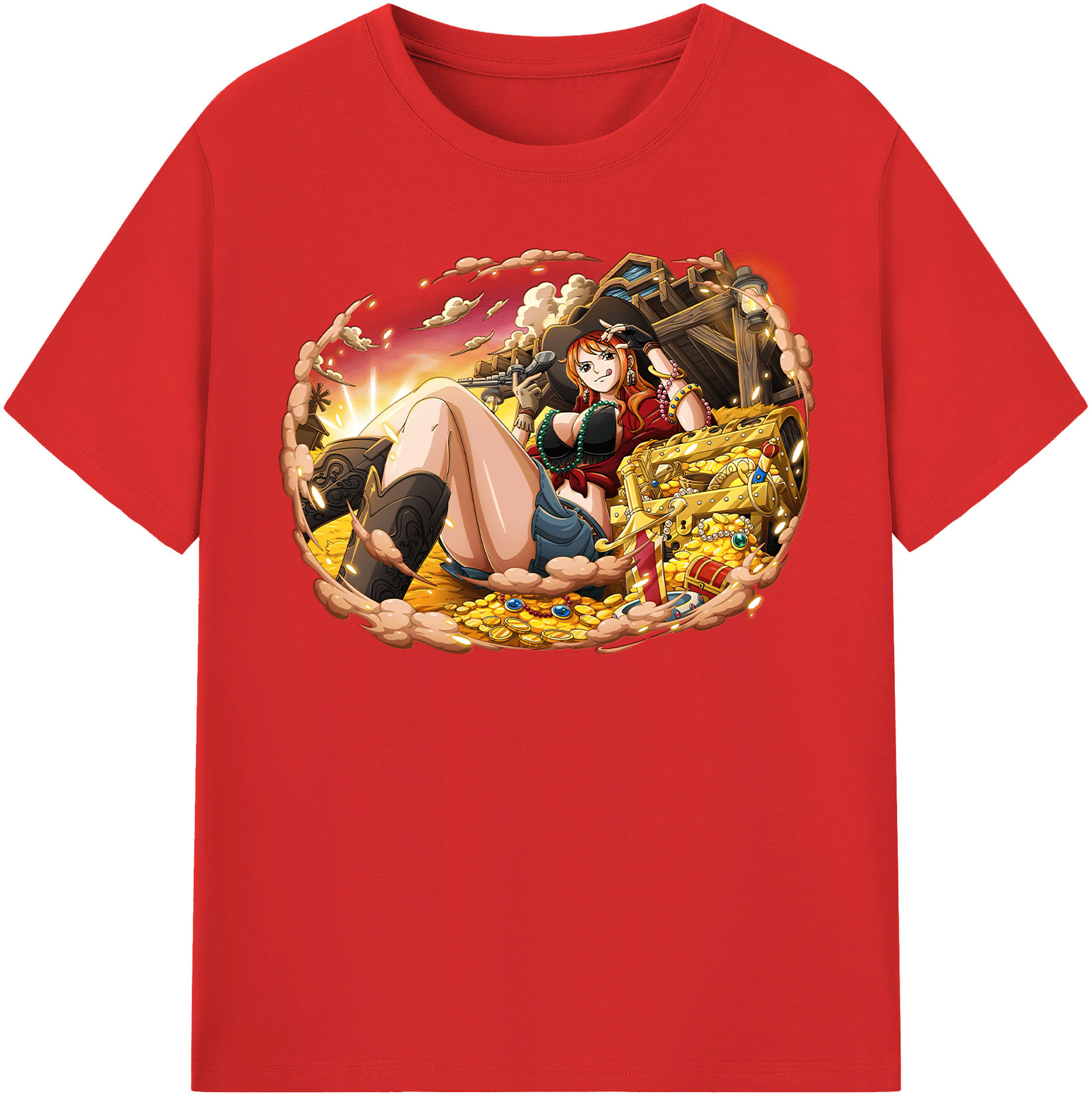 （画像用） ワンピース ナミ ONE PIECE Nami レディースカジュアルプリントTシャツ（綿100％）