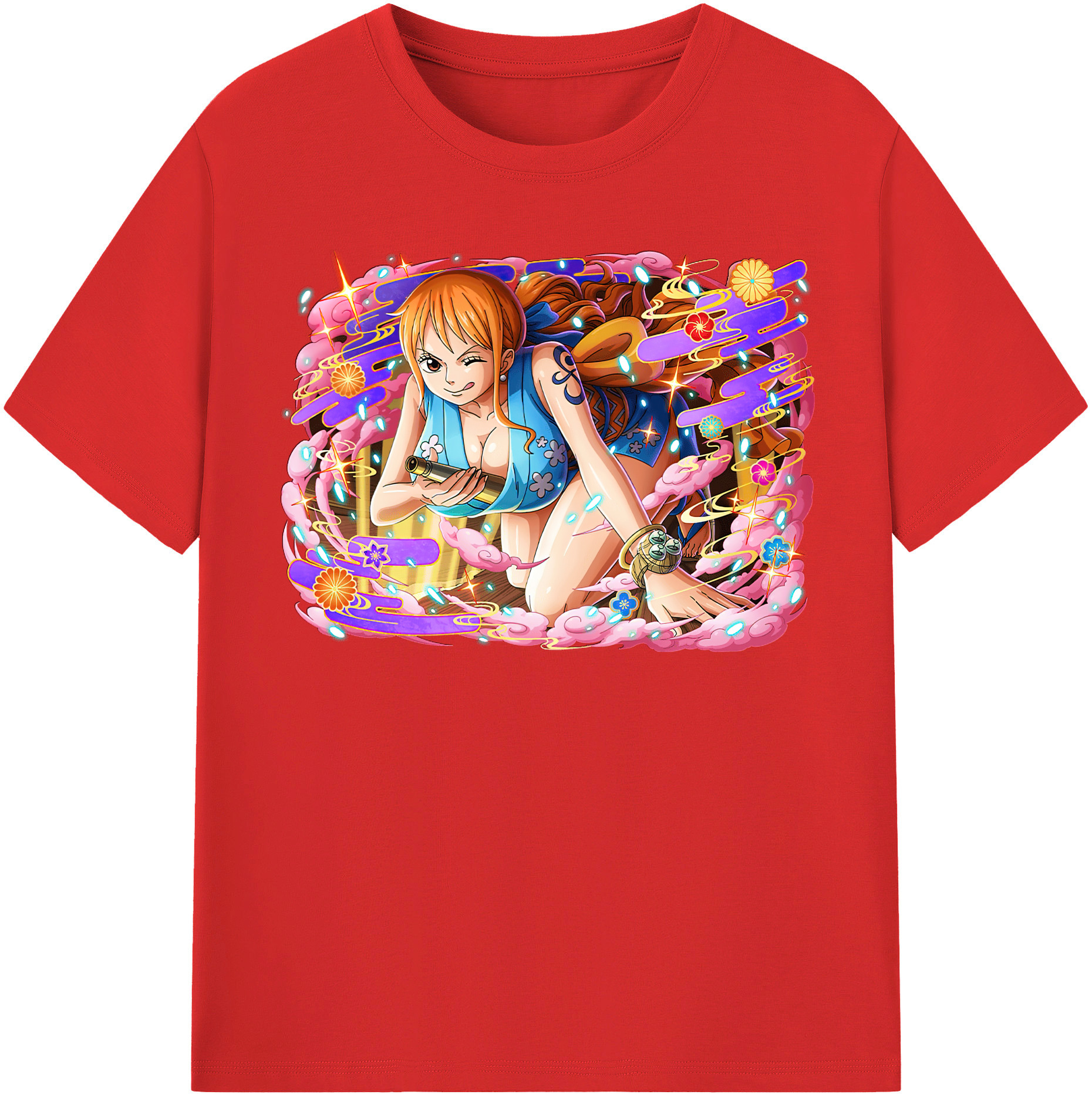（画像用） ワンピース ナミ ONE PIECE Nami レディースカジュアルプリントTシャツ（綿100％）
