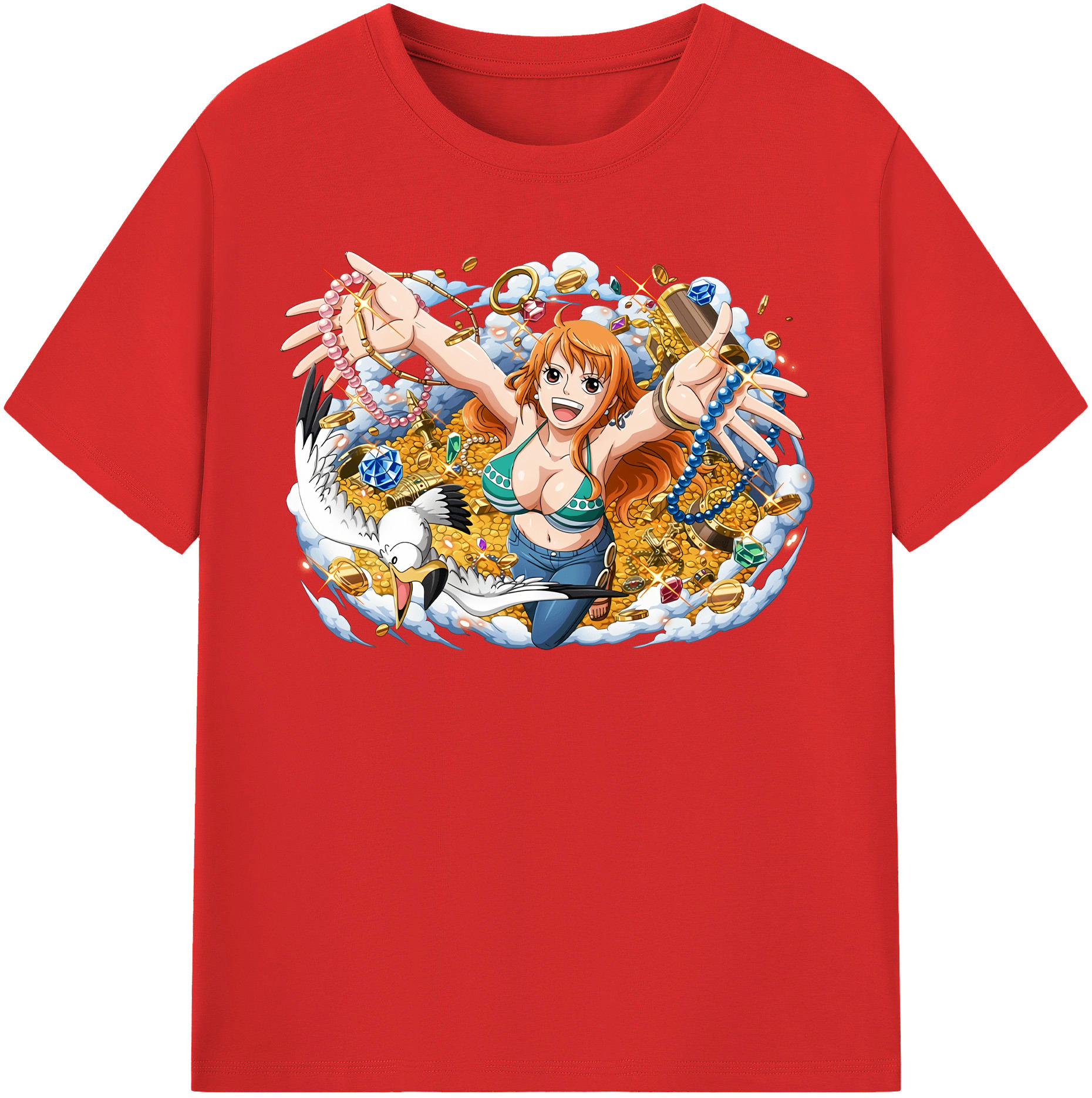 （画像用） ワンピース ナミ ONE PIECE Nami レディースカジュアルプリントTシャツ（綿100％）