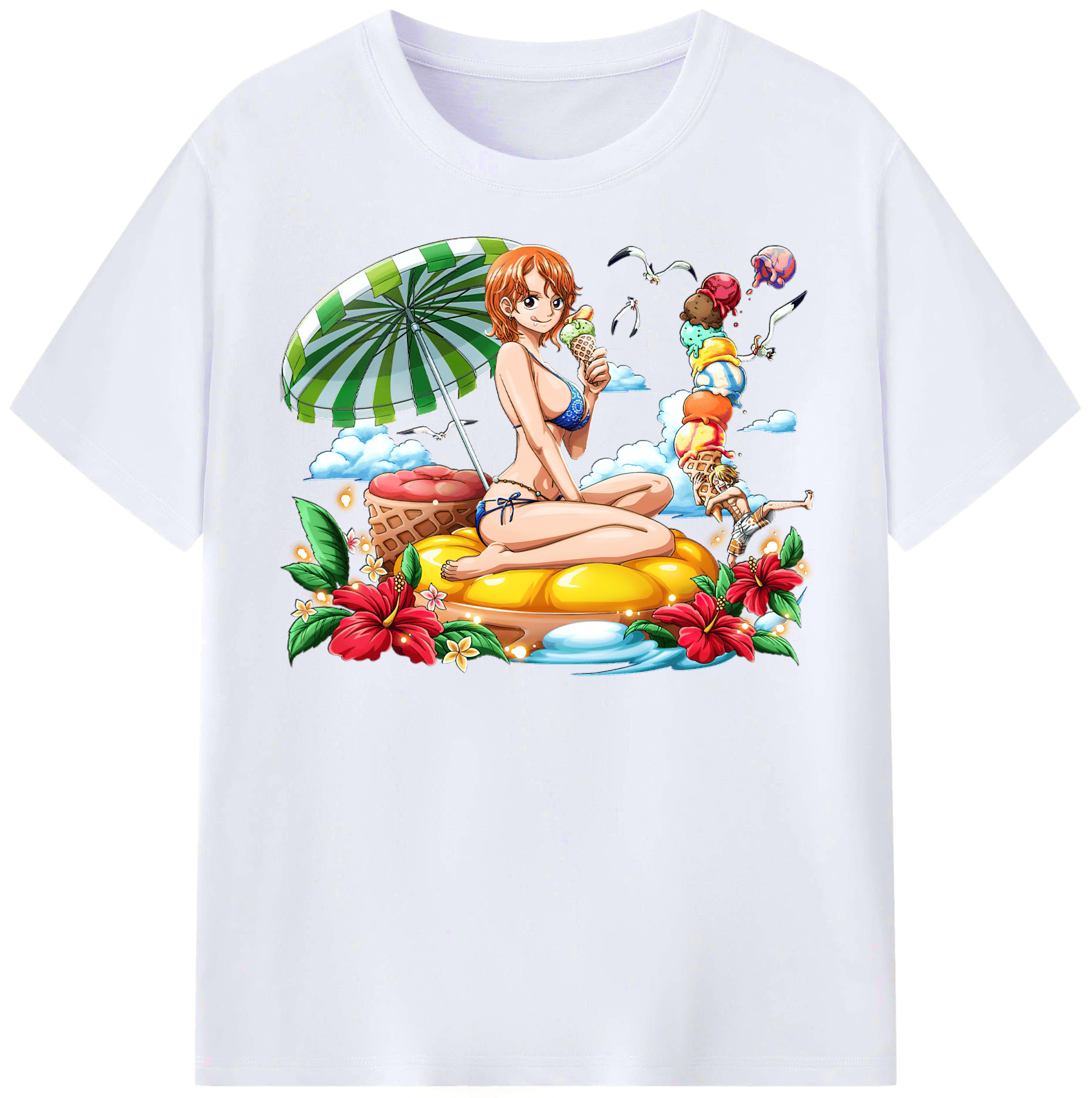 （画像用） ワンピース ナミ ONE PIECE Nami レディースカジュアルプリントTシャツ（綿100％）